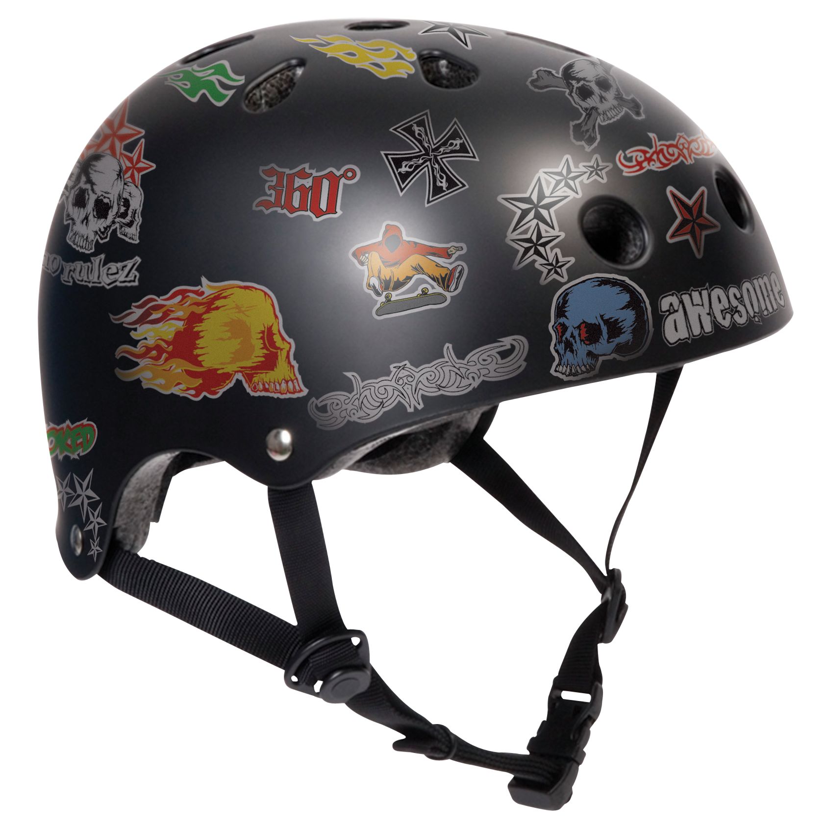 Stateside Skates Stickered Helmet, Black