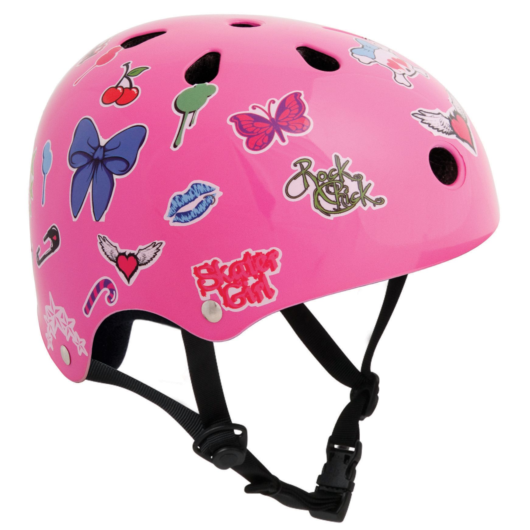 Stateside Skates Stickered Helmet, Pink