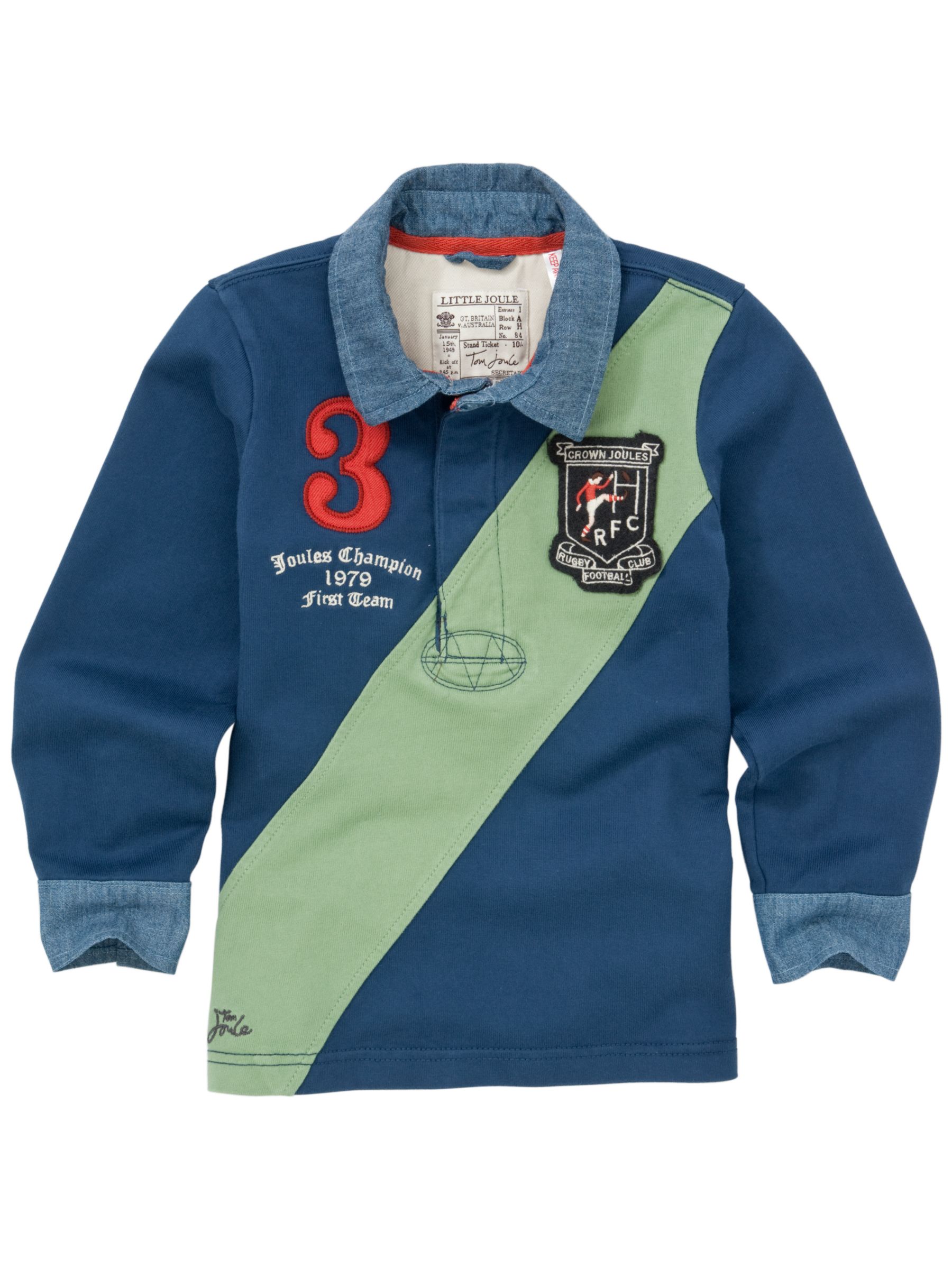 Little Joules Victor Rugby Shirt, Navy Blue