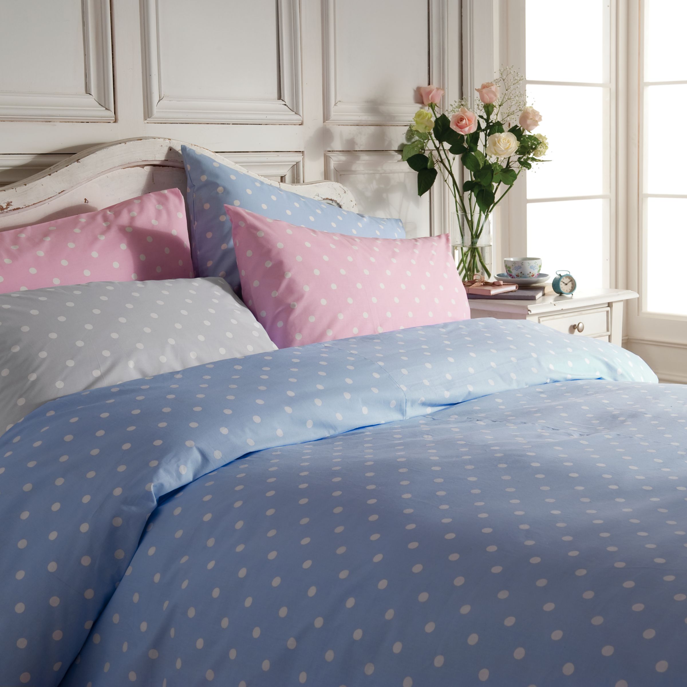 Large Spot Duvet Cover, Blue / White