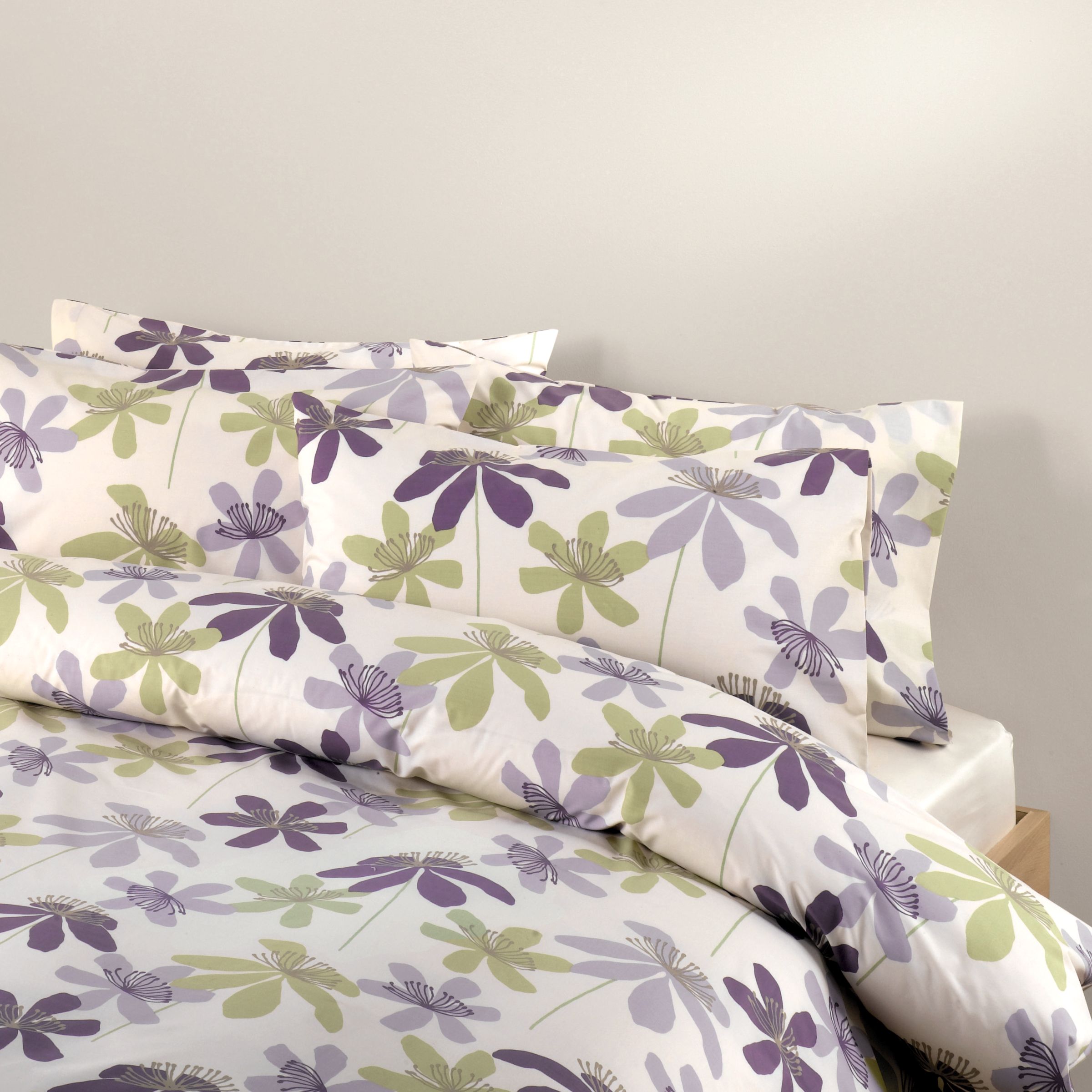 John Lewis Passion Flower Duvet Cover, Cassis