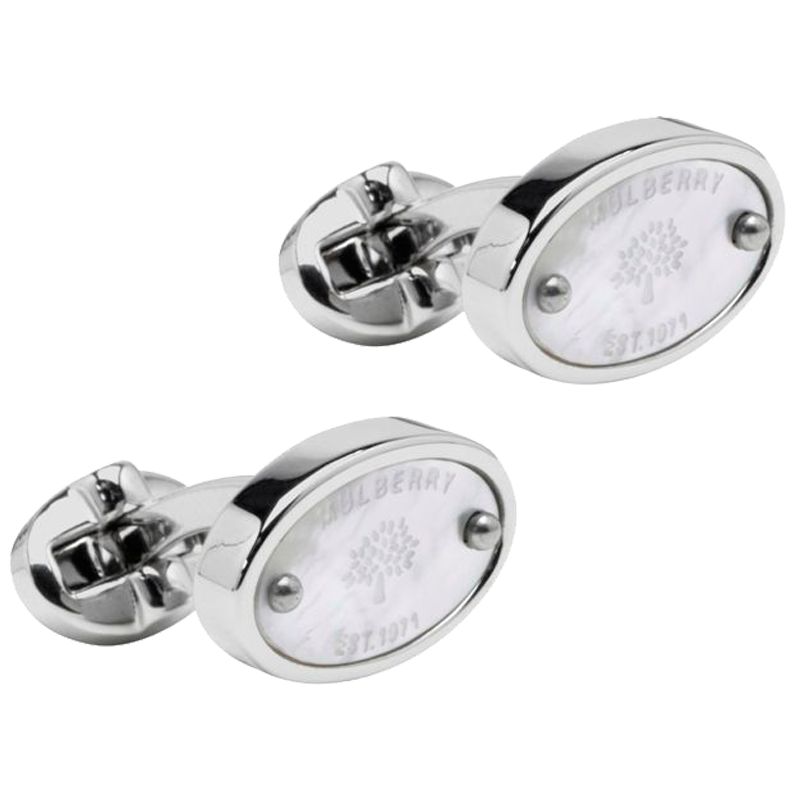 Mulberry Mother of Pearl Plaque Cufflinks, White