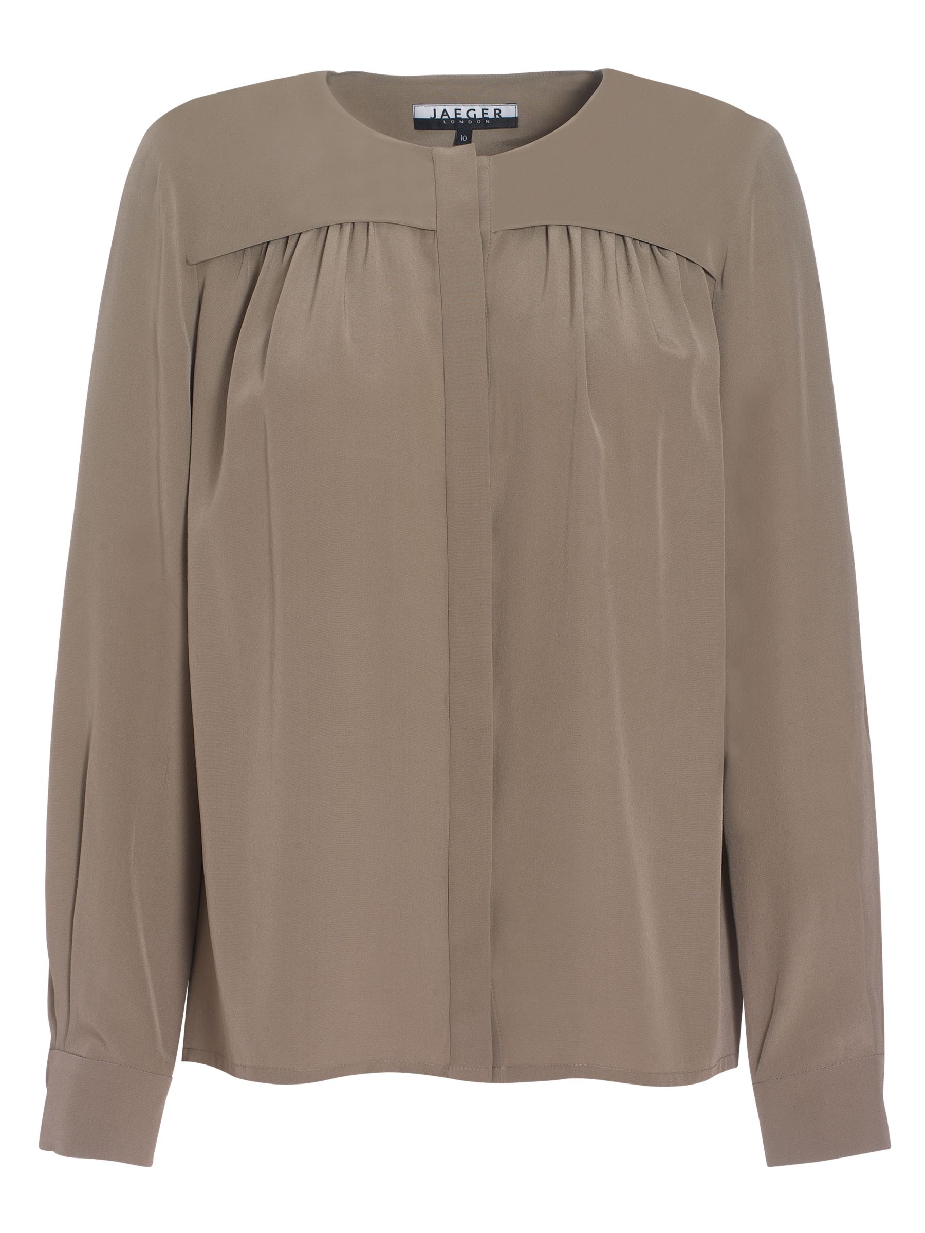 Jaeger Yoke Front Silk Blouse, Latte