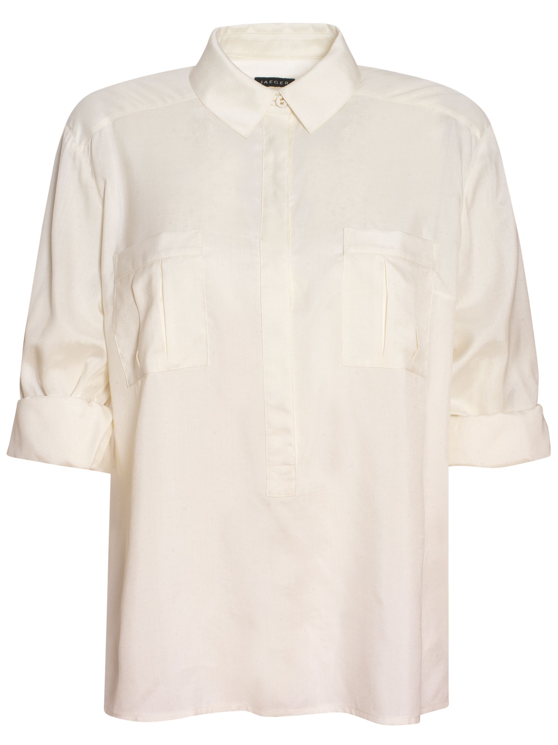 Jaeger Patch Pocket Silk Blouse, Ivory