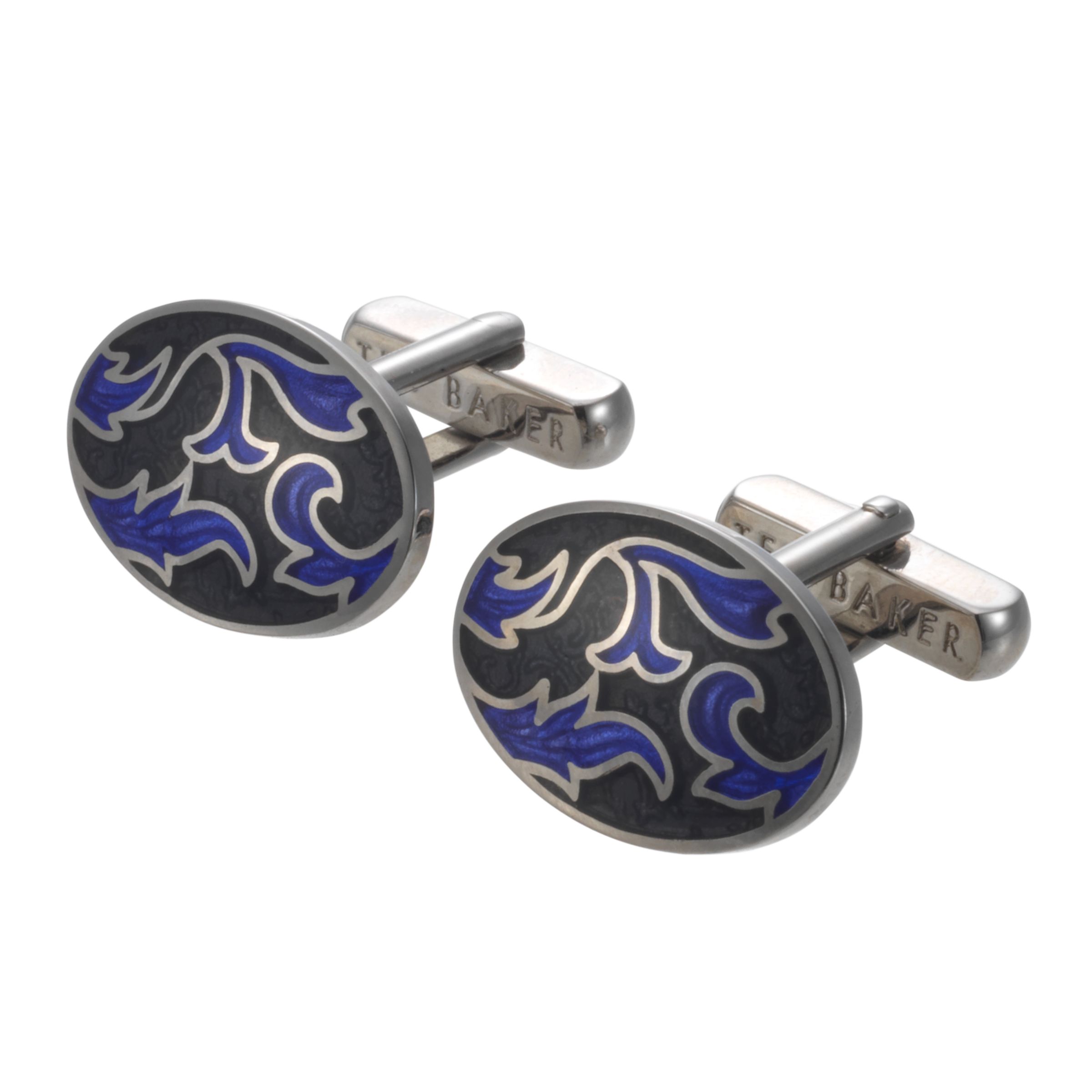 Ted Baker Floral Enamel Cufflinks, Purple