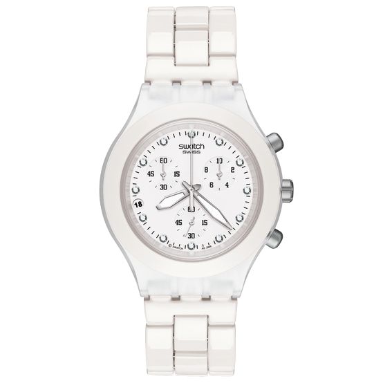 Swatch Svck4045a Unisex Full Blooded White Round Dial White Aluminium Bracelet Watch