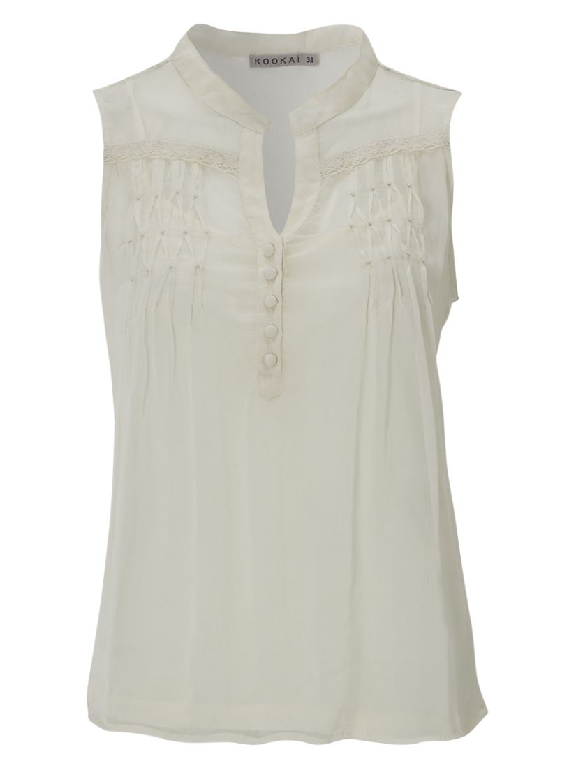 Kookai Sleeveless Chiffon Smock Detail Blouse,