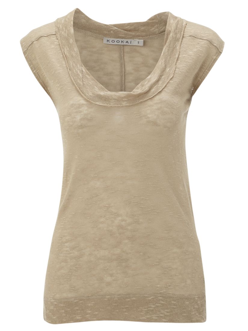 Kookai Slub Linen Jersey T-Shirt, Beige