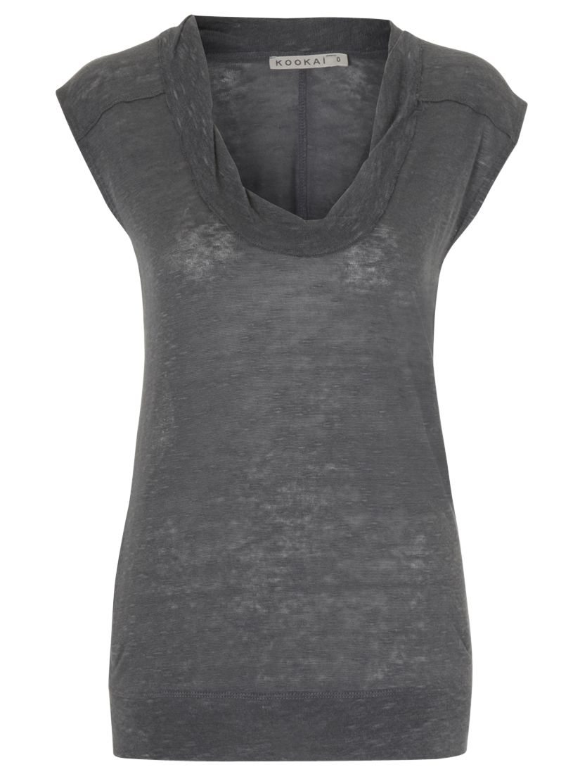 Kookai Slub Linen Jersey T-Shirt, Grey