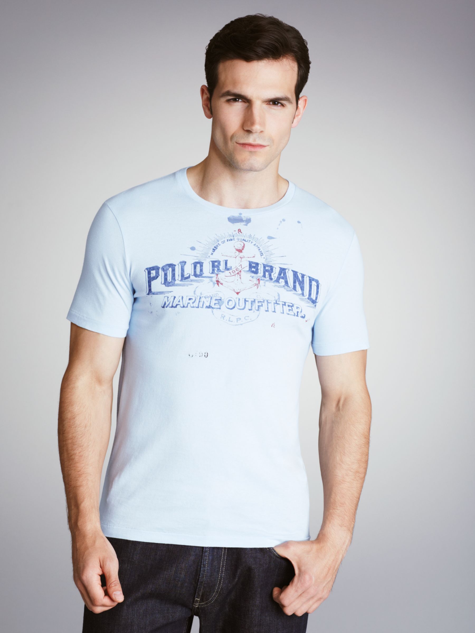 Polo Ralph Lauren Brand Print T-Shirt, Light Blue