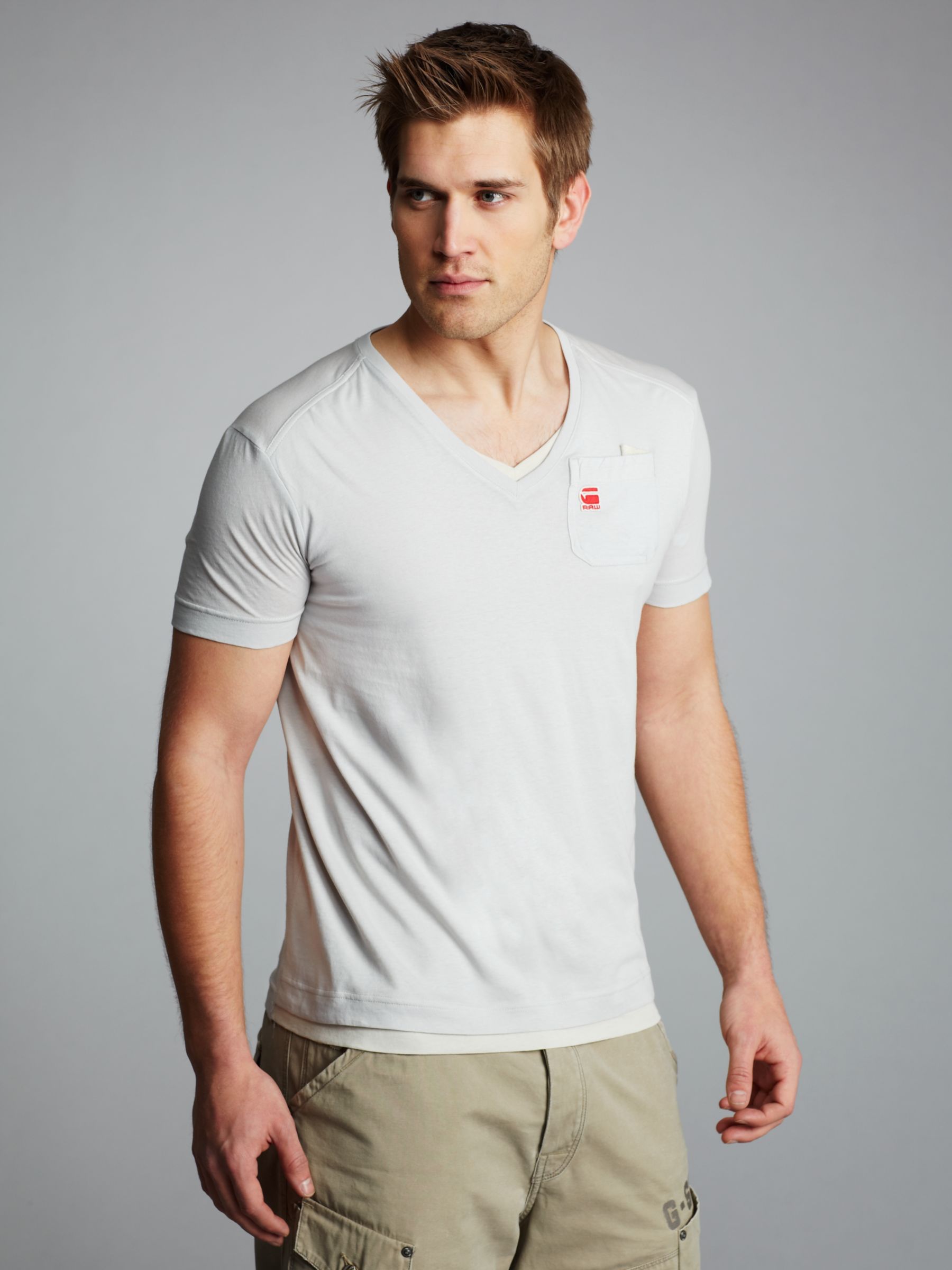 Harold V-Neck T-Shirt, Light Charcoal