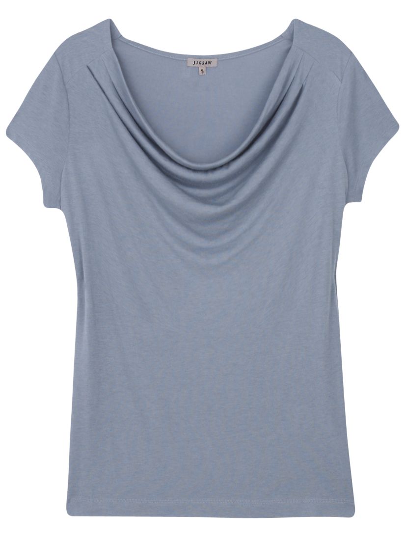 Jigsaw Modal Cotton Yoke Cowl Neck T-Shirt, Duck