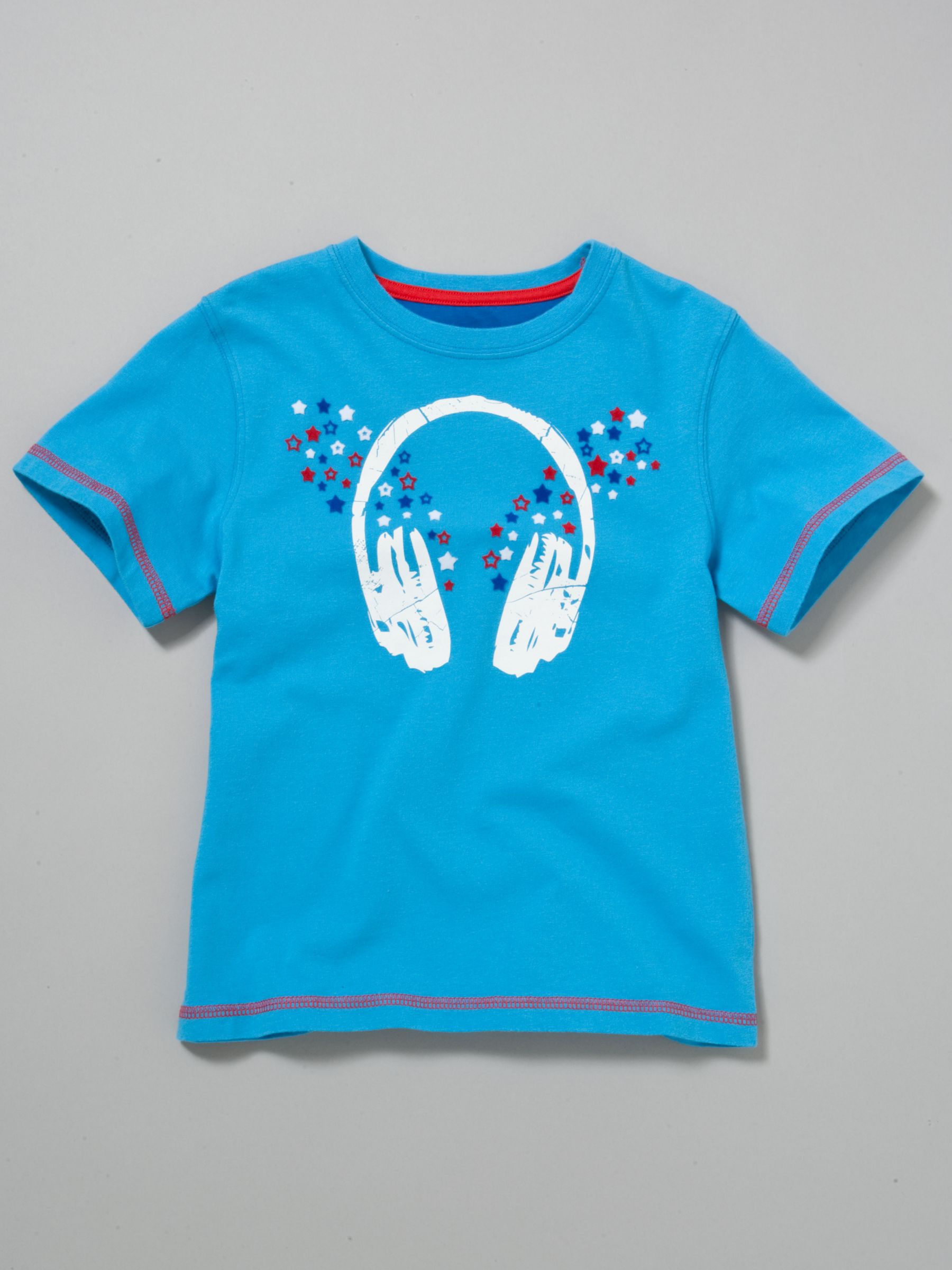 John Lewis Boy Headphones T-Shirt, Blue