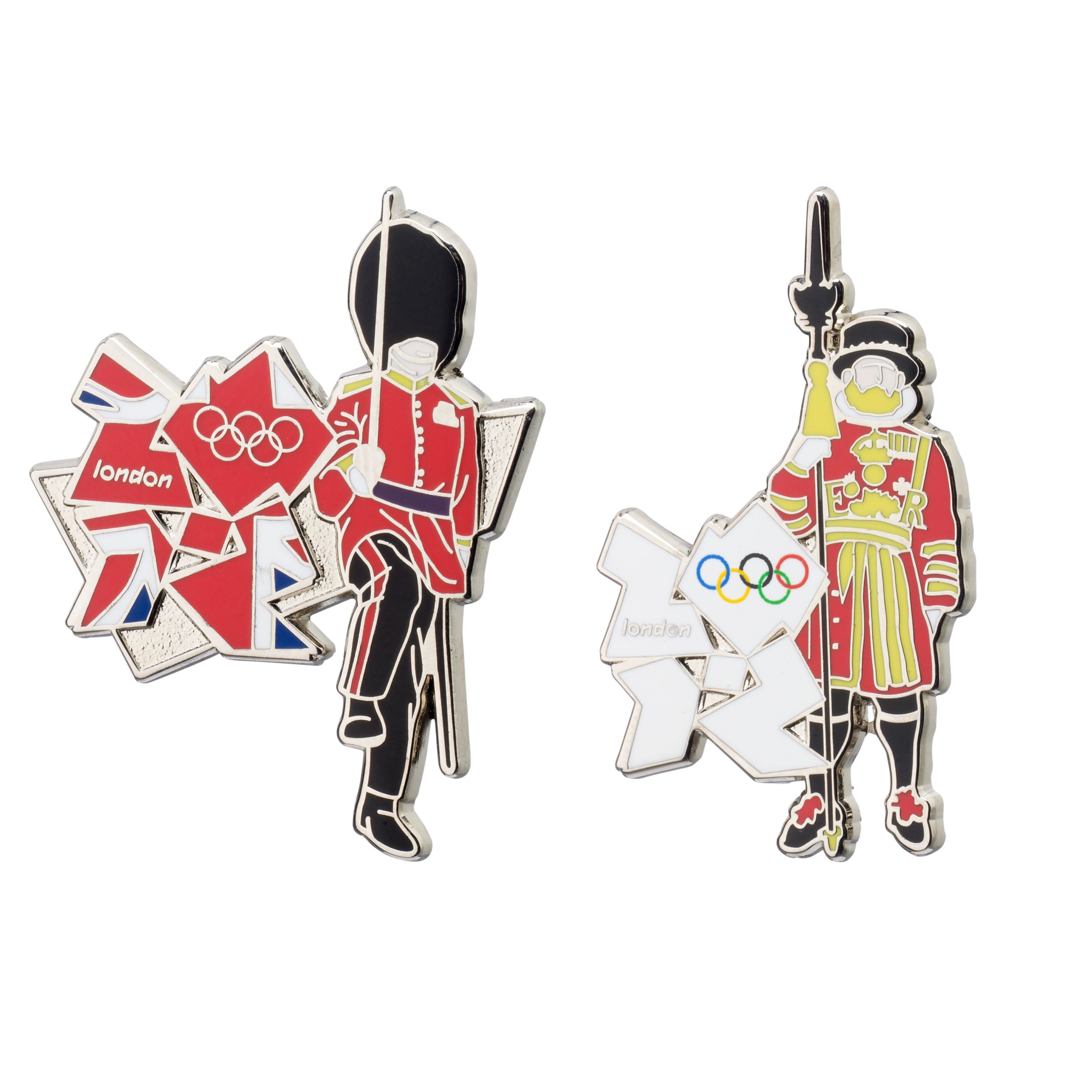 London 2012 Olympic Games Queen's Guard & Beefeater Pin Badge Set