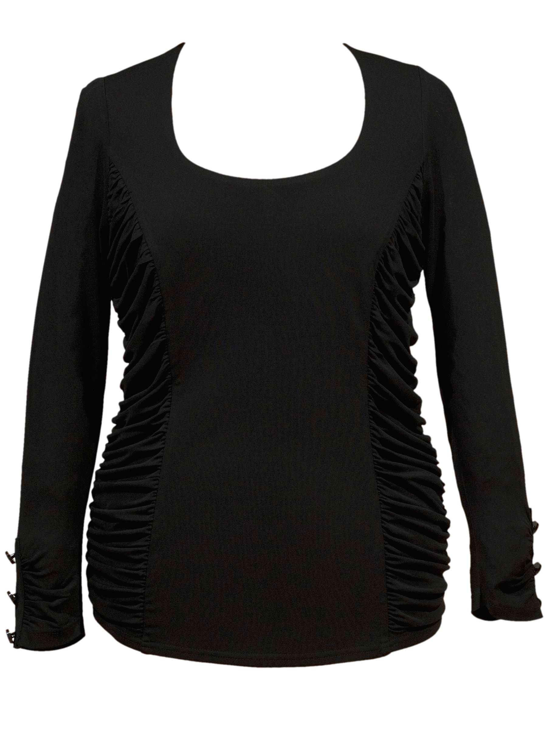 Ruched Trim Jersey T-Shirt, Black