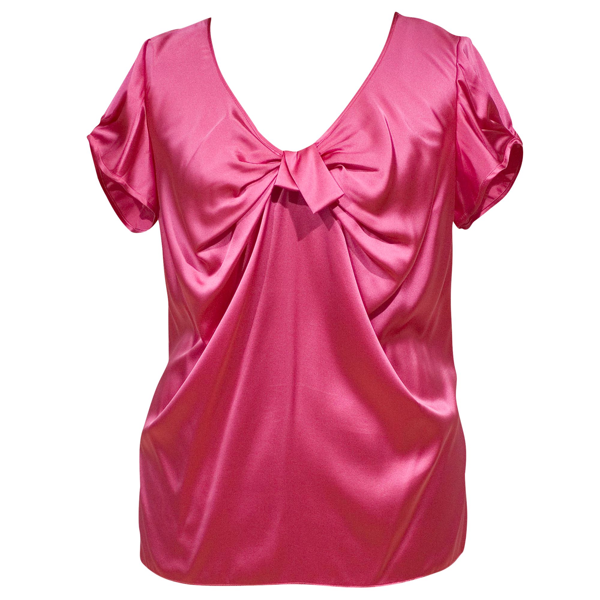 Chesca Pleat V-Neck Silk Blouse, Rose