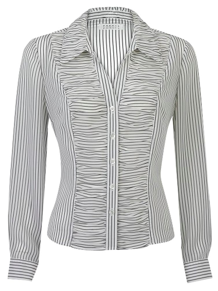 Pinstripe Blouse, Ivory Multi