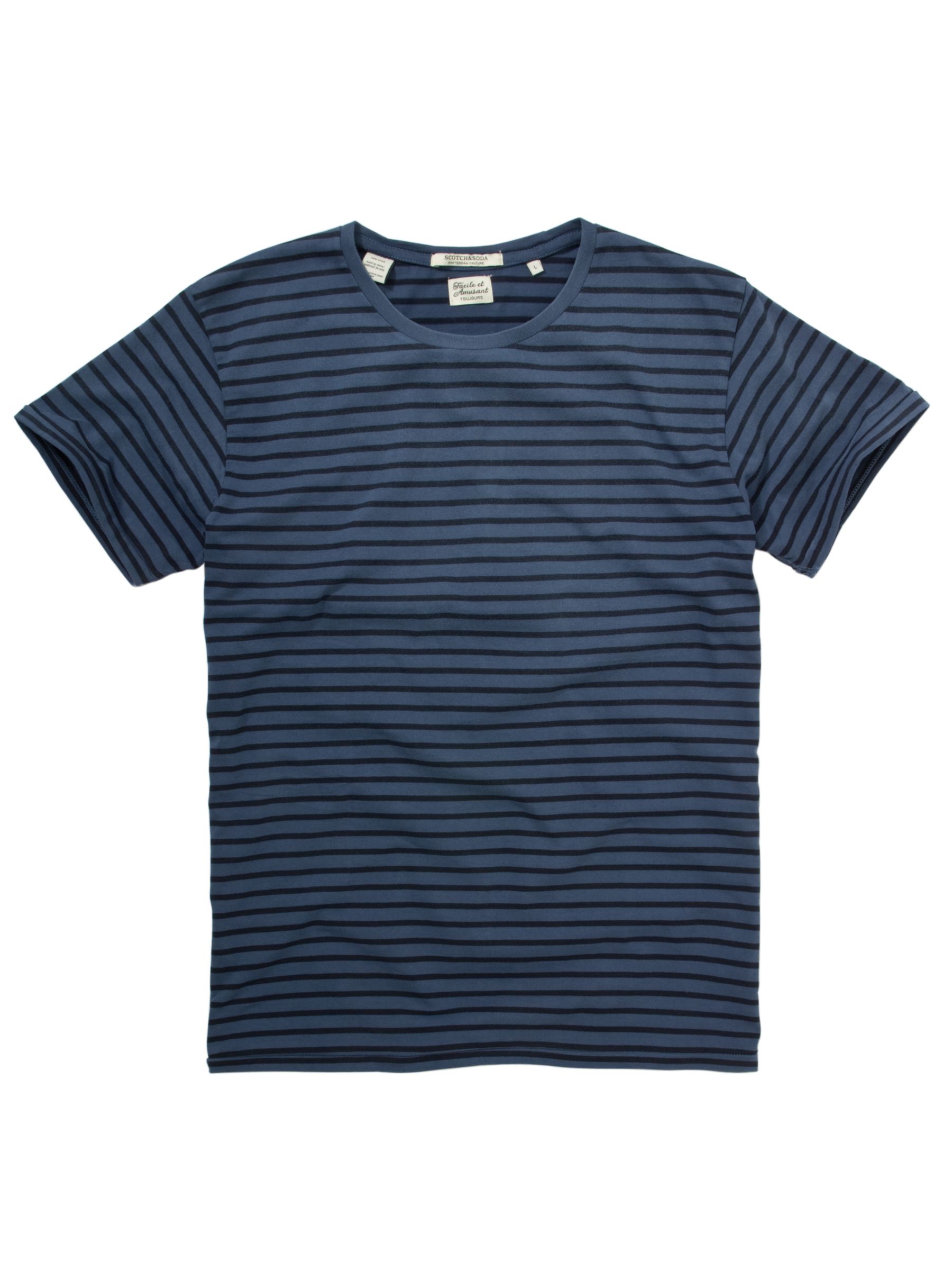 Scotch and Soda Fine Stripe T-Shirt, Blue/navy