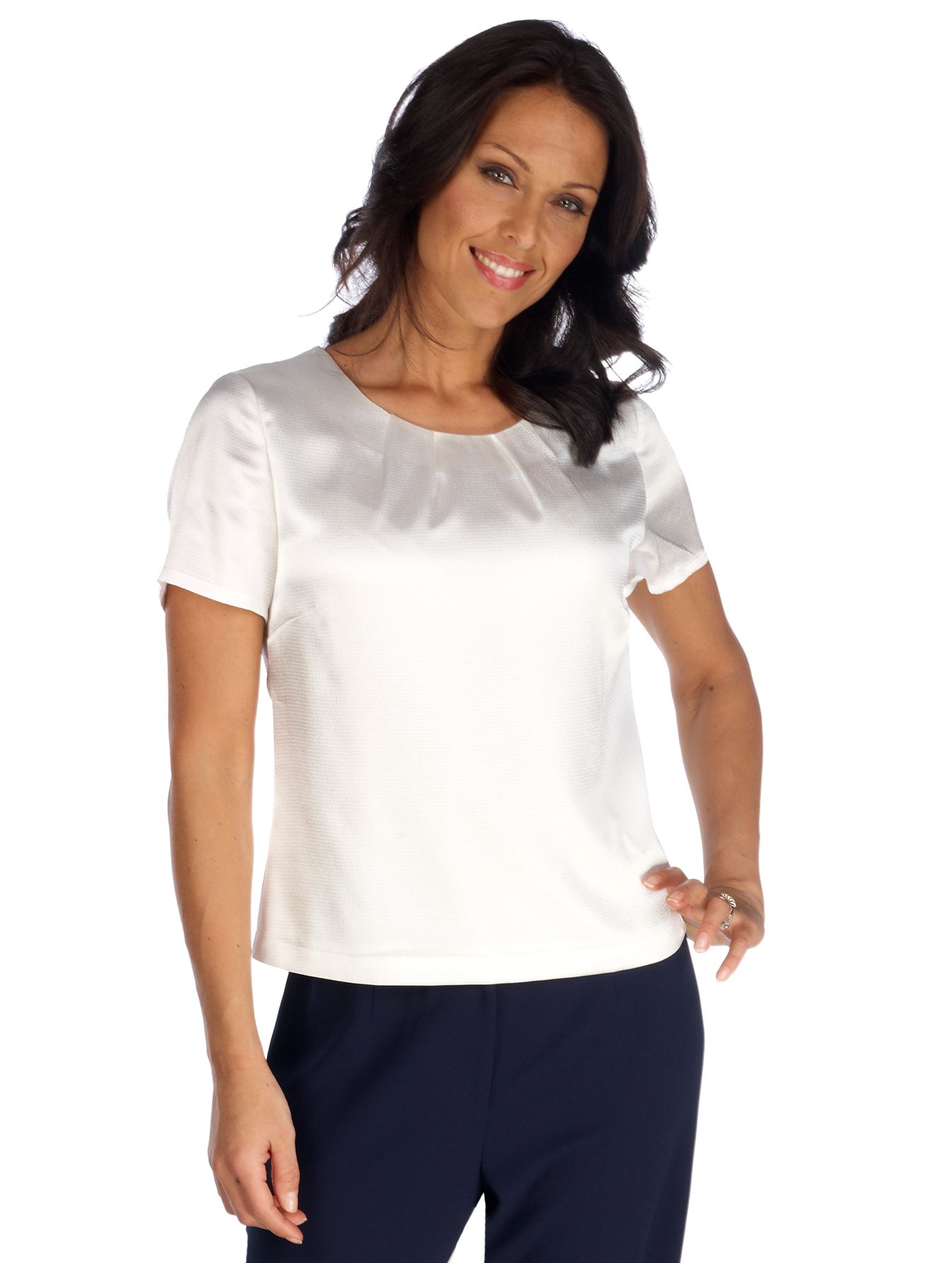 Windsmoor Hammered Satin Blouse, Ivory