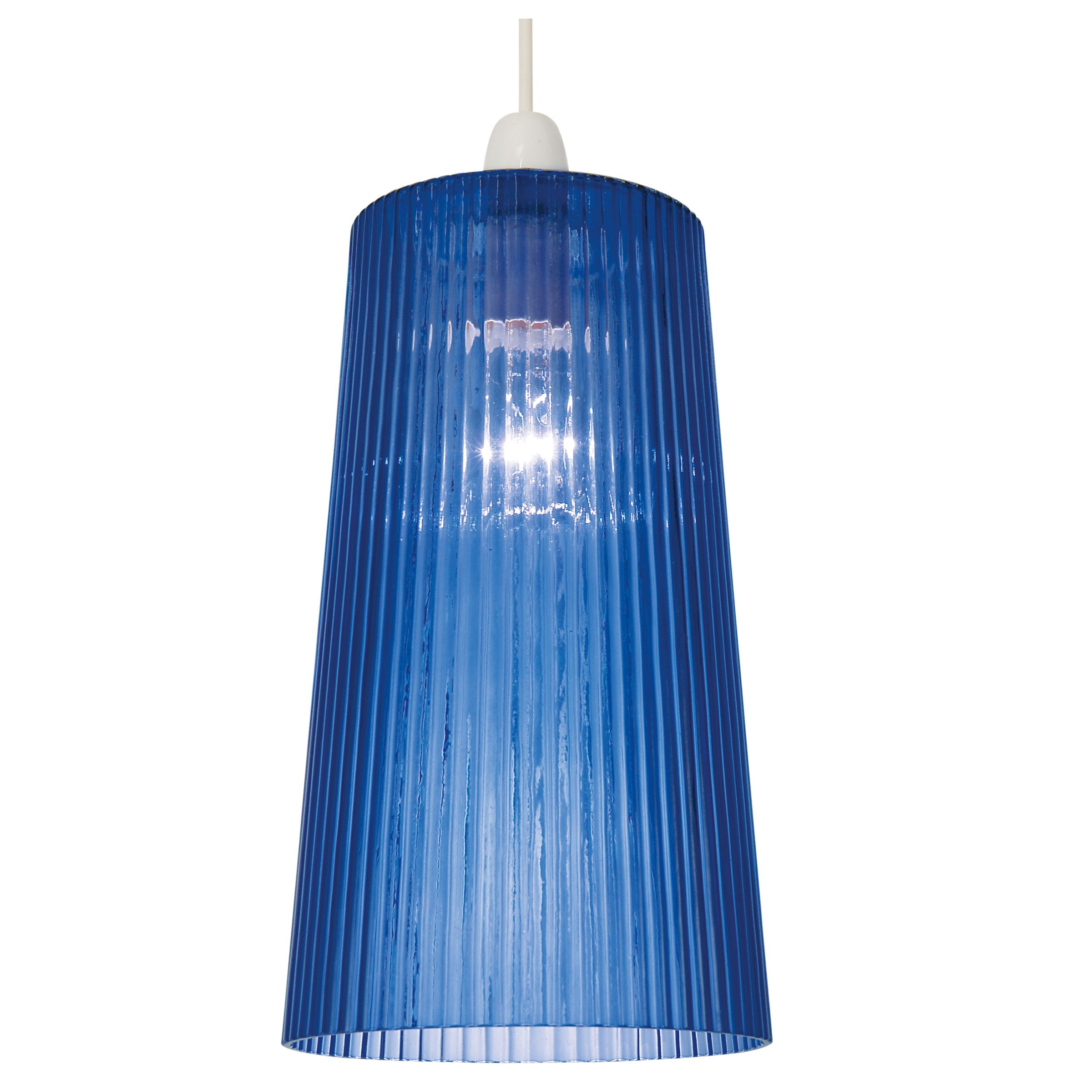 John Lewis Ribbed Glass Ceiling Light, Blue