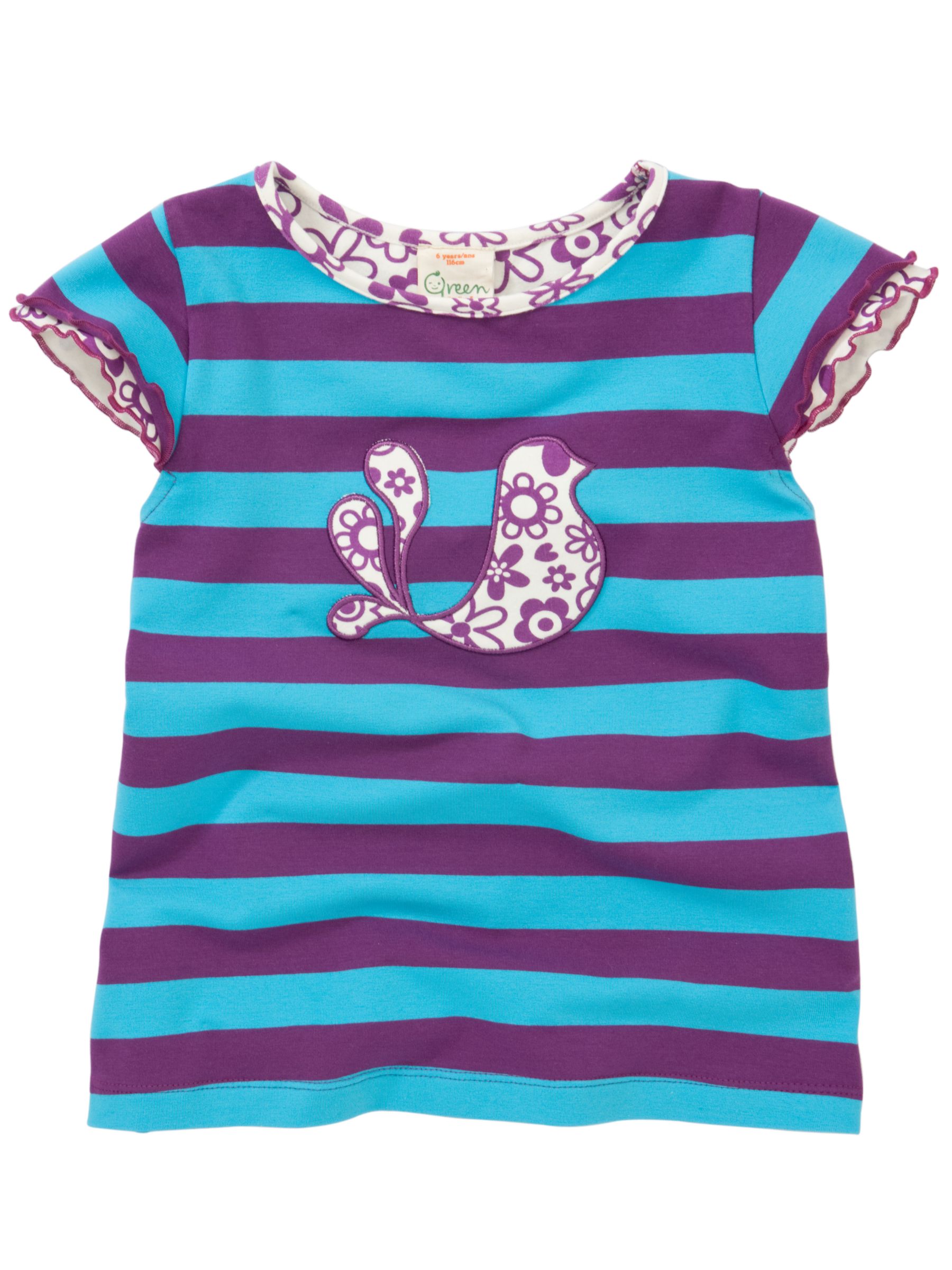 Green Kids Bird T-Shirt, Purple