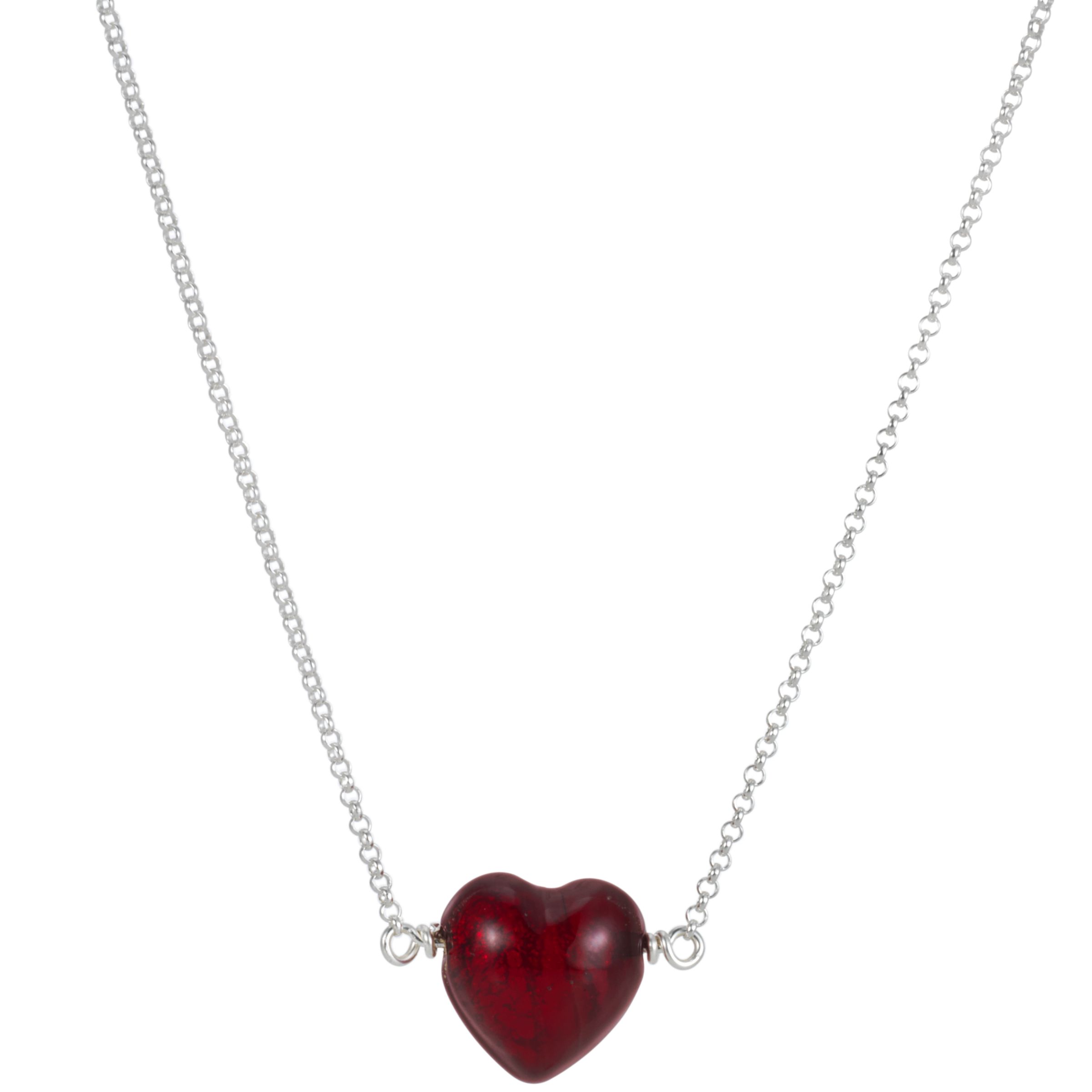 Martick Cranberry Thread Through Heart Pendant Necklace
