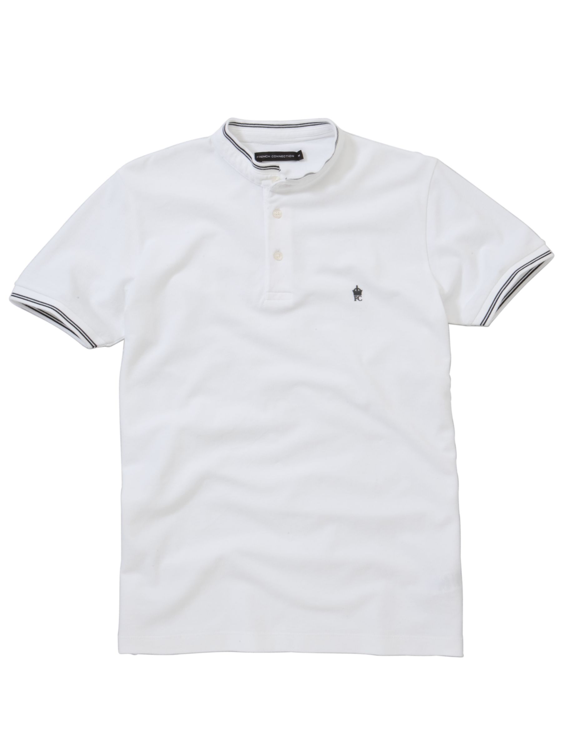 French Connection Grandad Collar T-Shirt, White