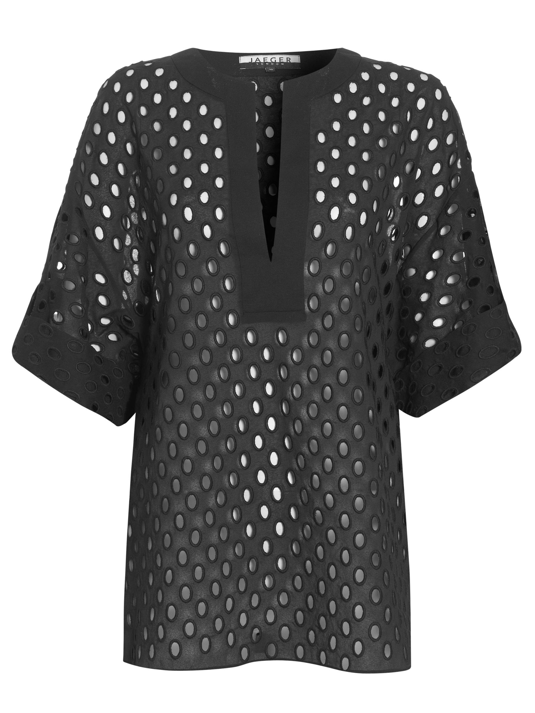 Jaeger Broderie Anglaise Blouse, Black