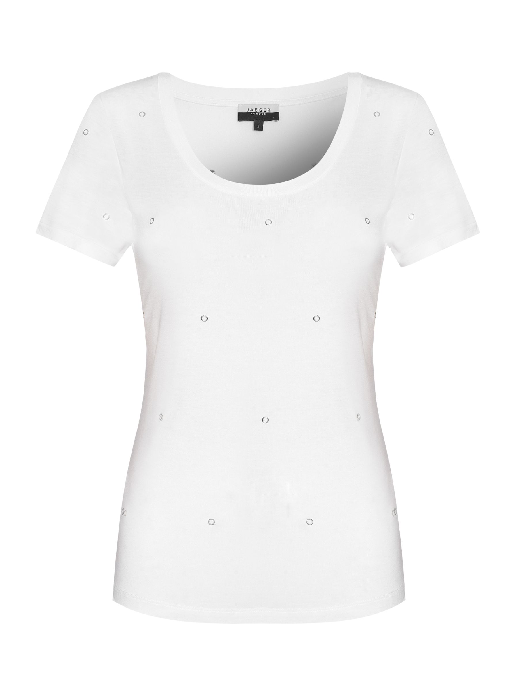 Jaeger Eyelet Stud Jersey T-Shirt, White