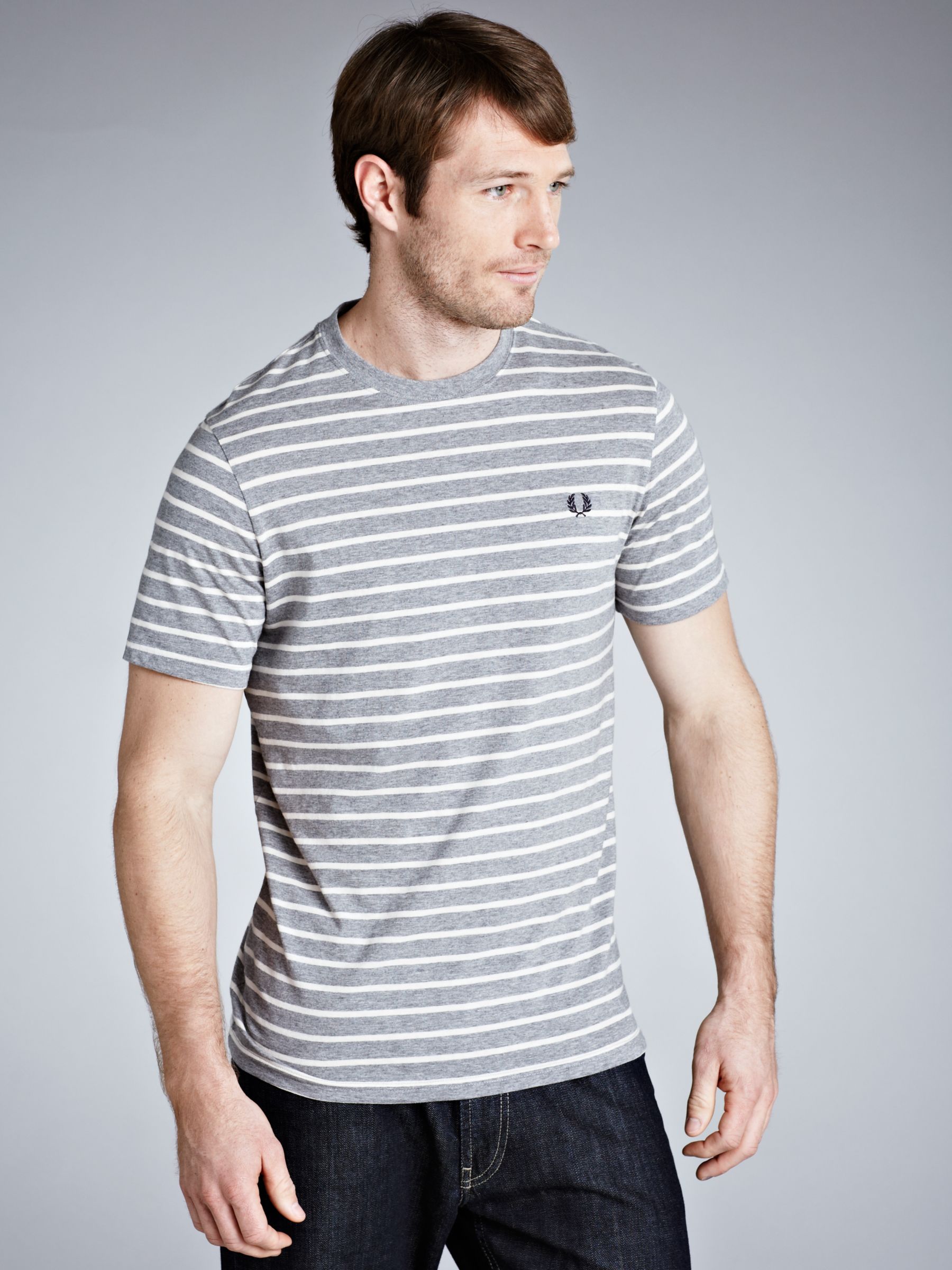 Fine Stripe Short Sleeve T-Shirt, Navy