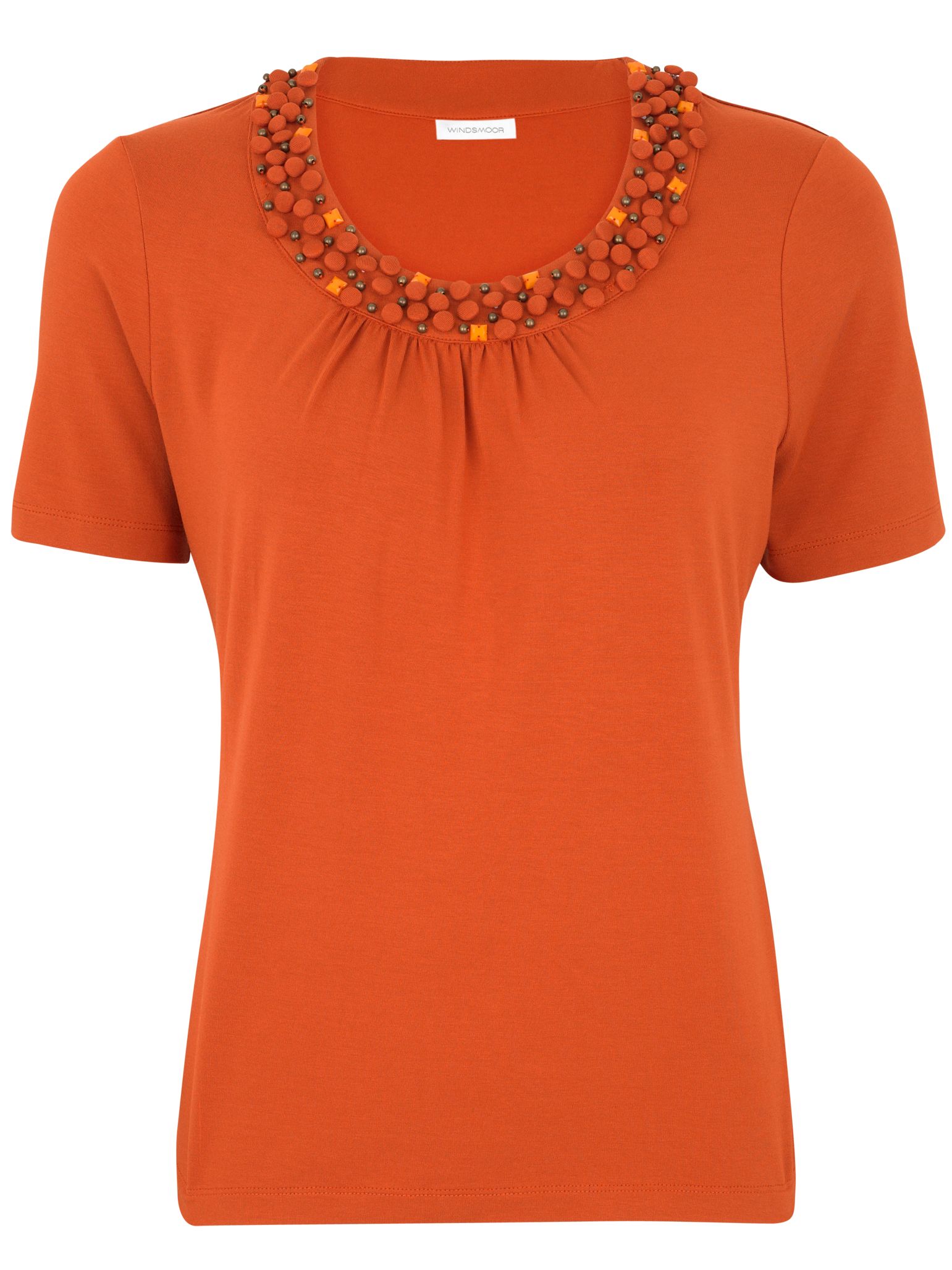 Beaded Jersey T-Shirt, Burnt Orange