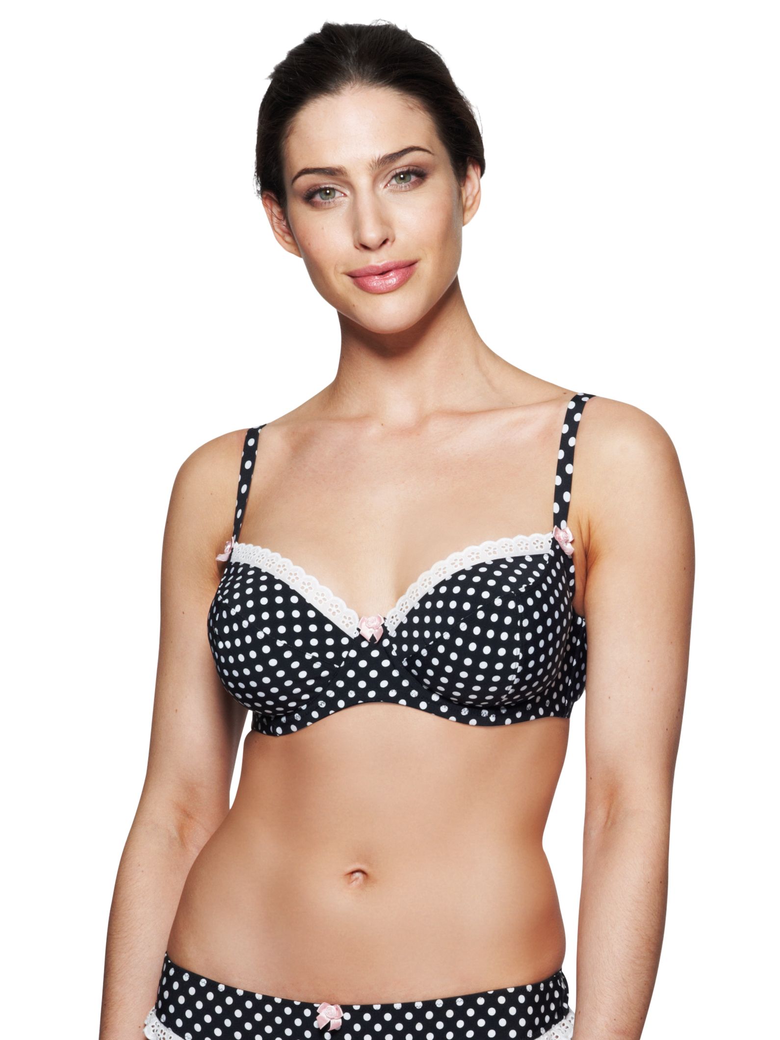 John Lewis Women Soozie Large Cup Underwired Bra BlackWhite