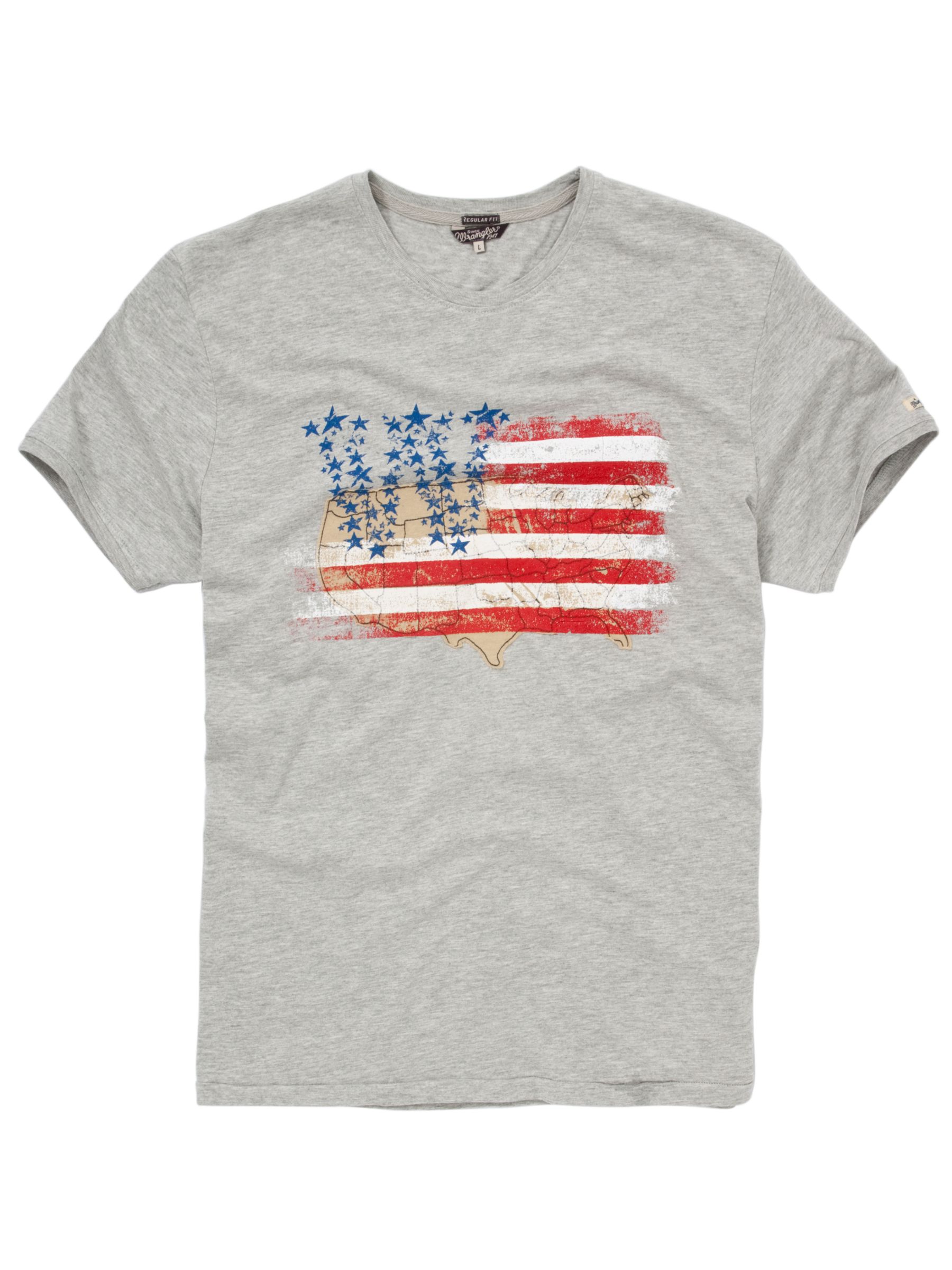 Wrangler Flag Short Sleeve T-Shirt, Grey Melange