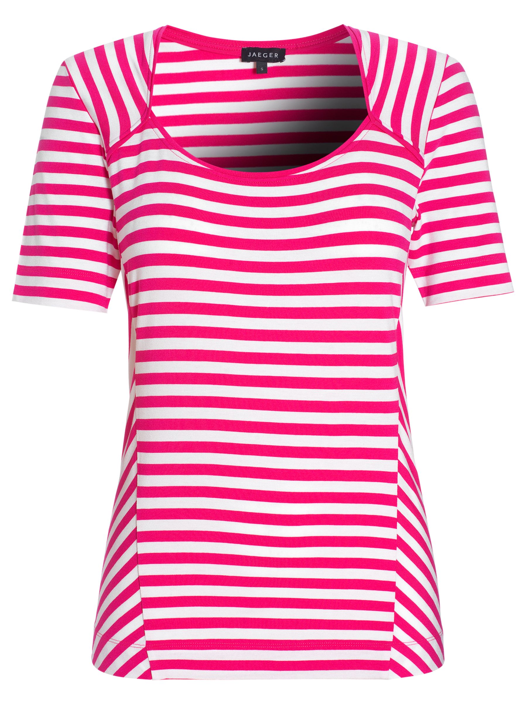 Jaeger Stripe Jersey T-Shirt, Hot pink