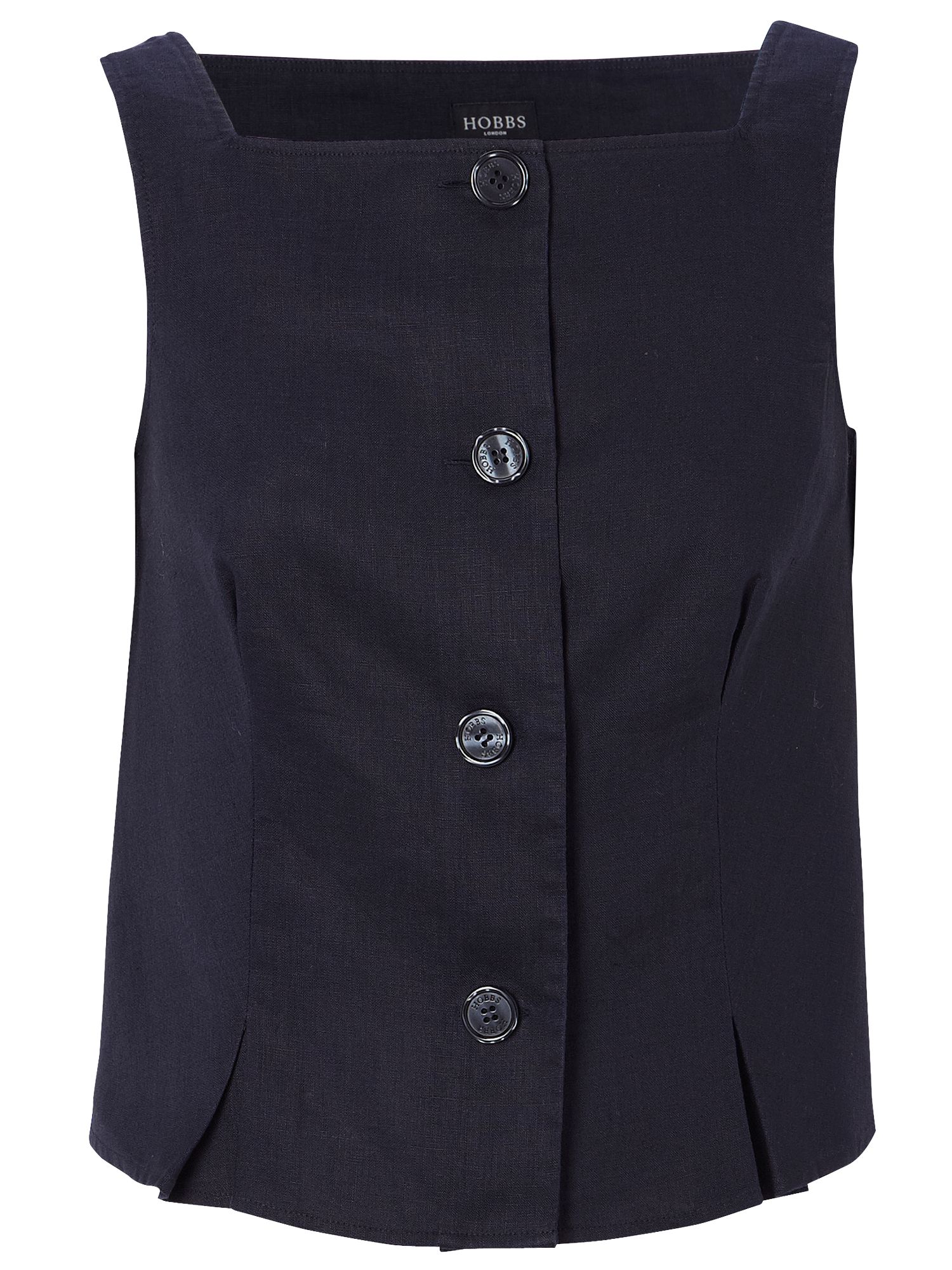 Hobbs Trafalgar Linen Sleeveless Blouse, Navy