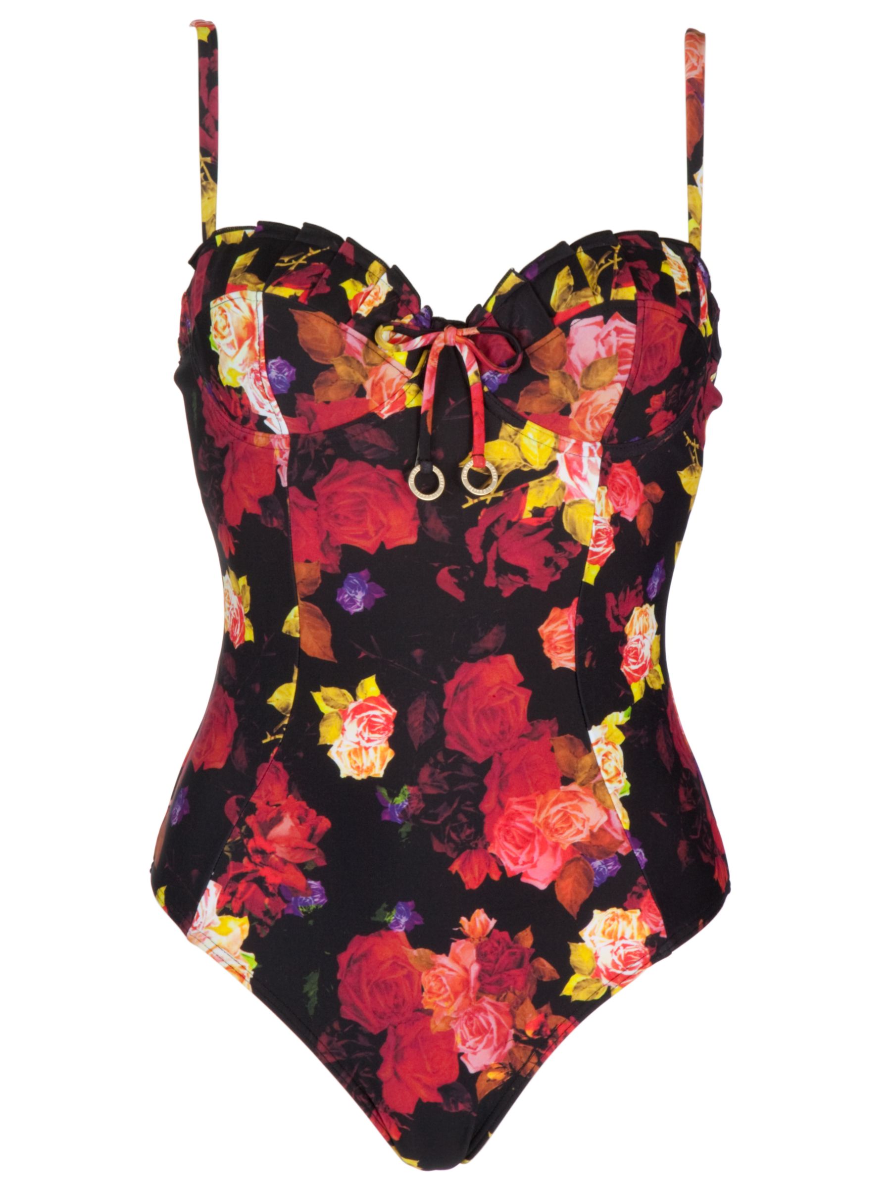 Rose Padded Underwired Swimsuit, Black