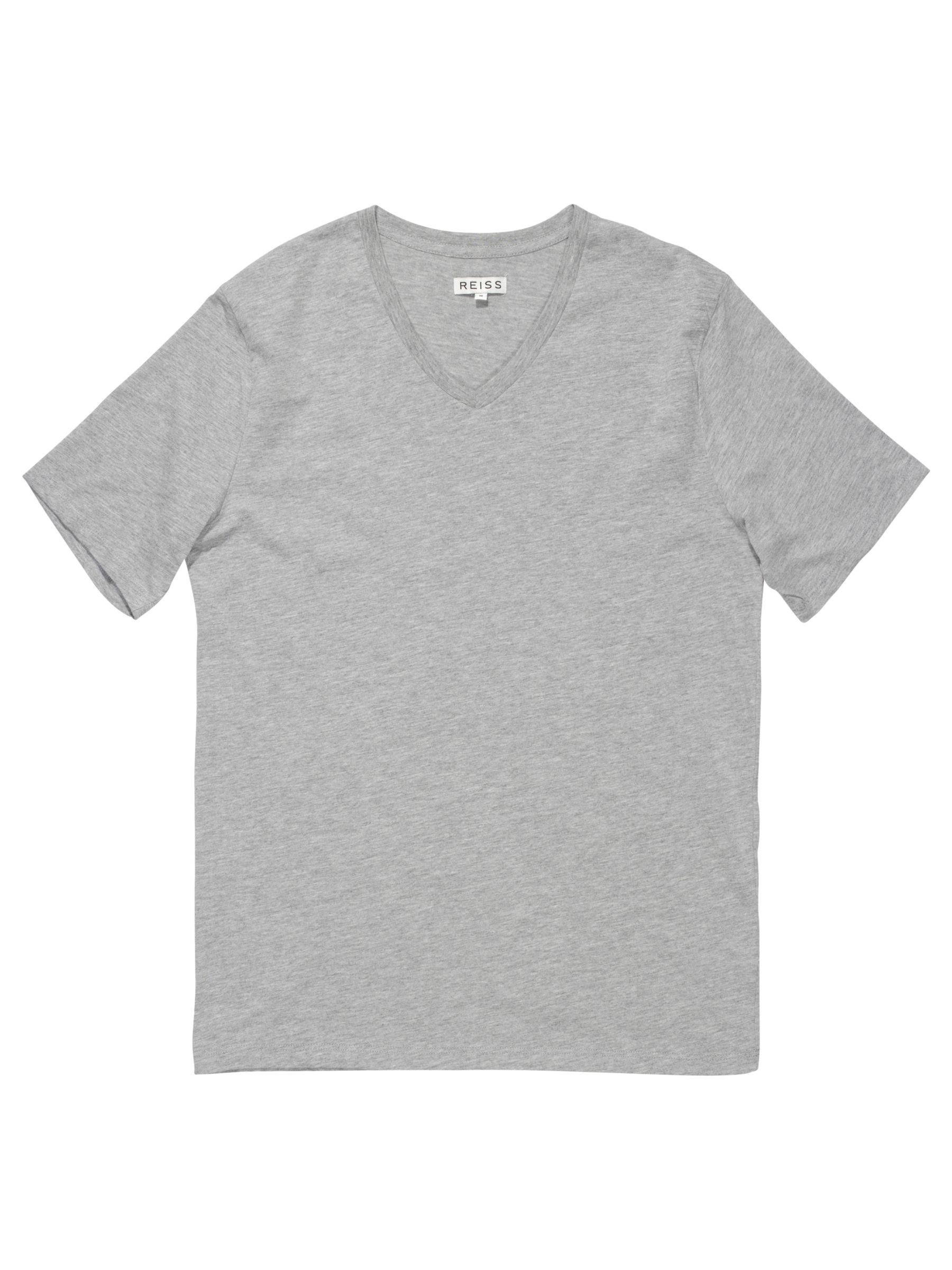 Reiss Dayton Basic V Neck T-Shirt, Light grey