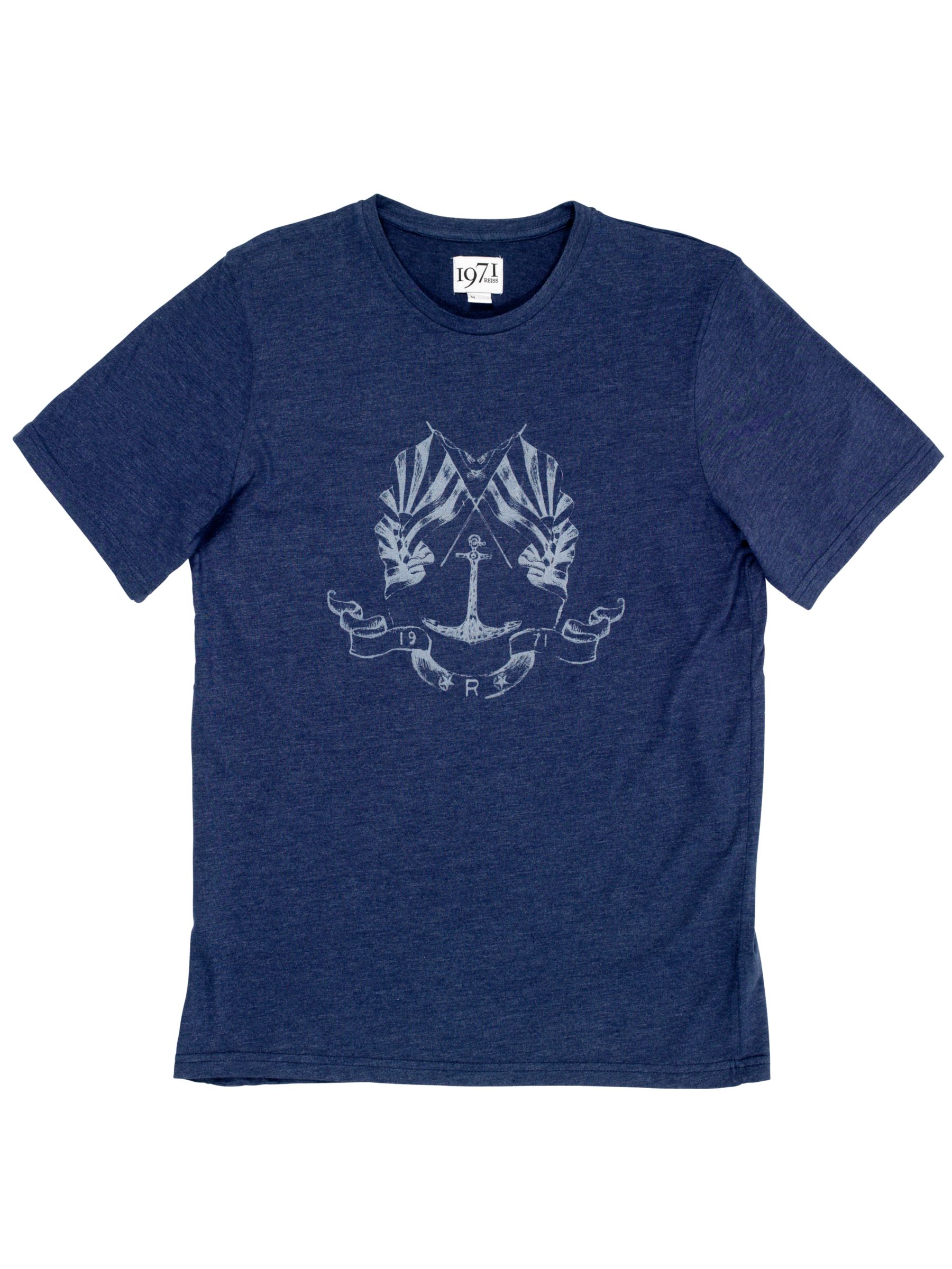Reiss Insignia Print T-Shirt, Blue