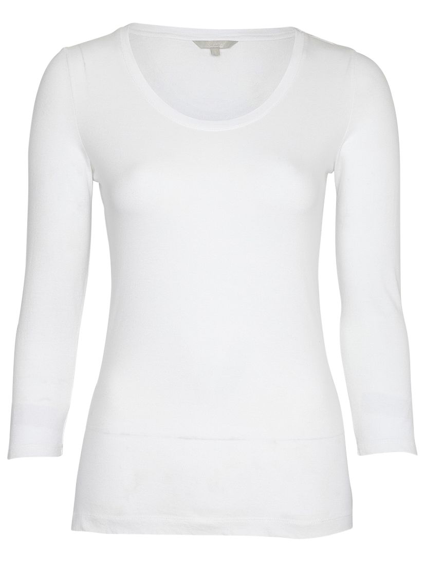 Kew Plain 3/4 Sleeve Crew Neck T-Shirt, White