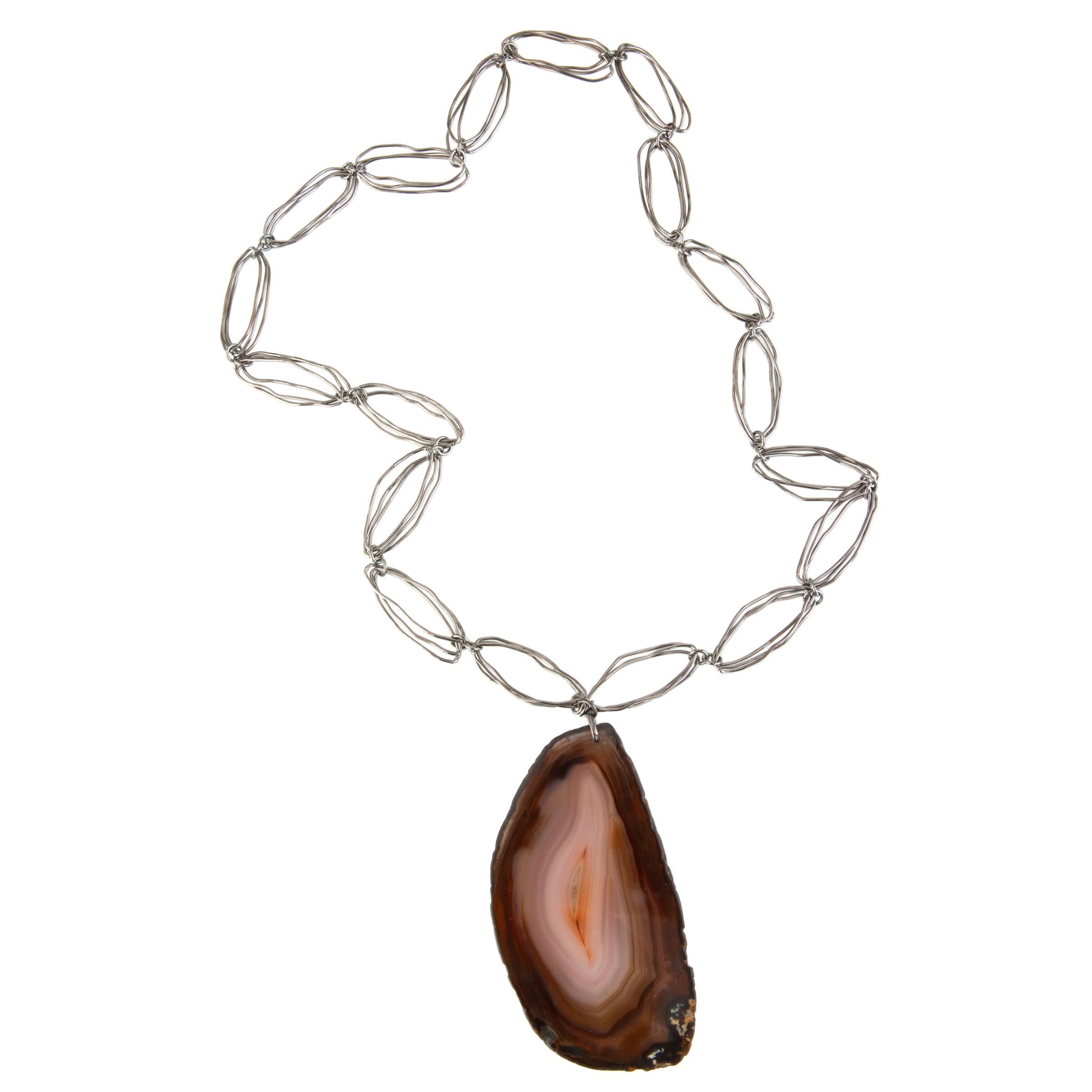 COLLECTION, John Lewis Women Brown Agate Long Disc Pendant Necklace