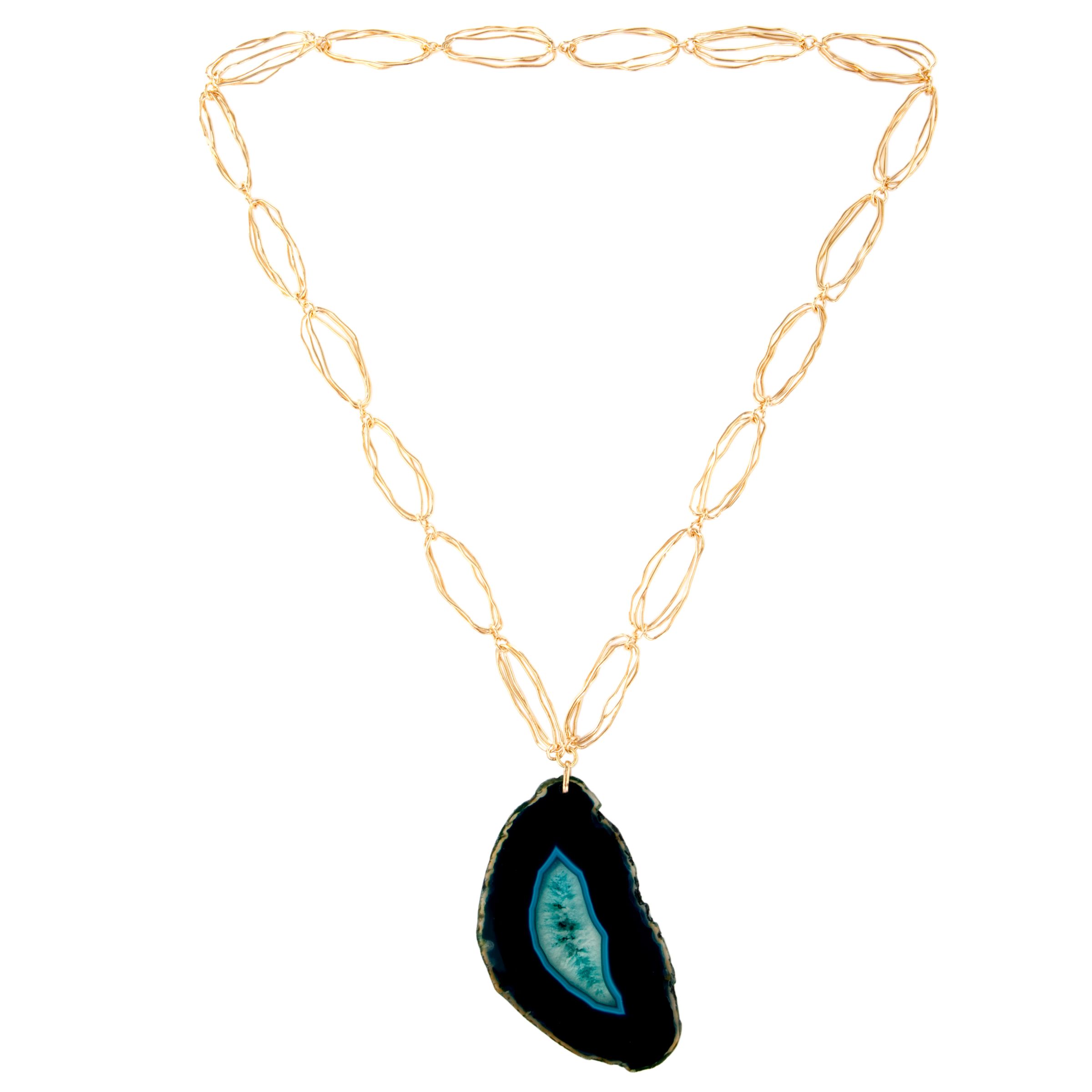 COLLECTION, John Lewis Women Teal Agate Disc Pendant Necklace