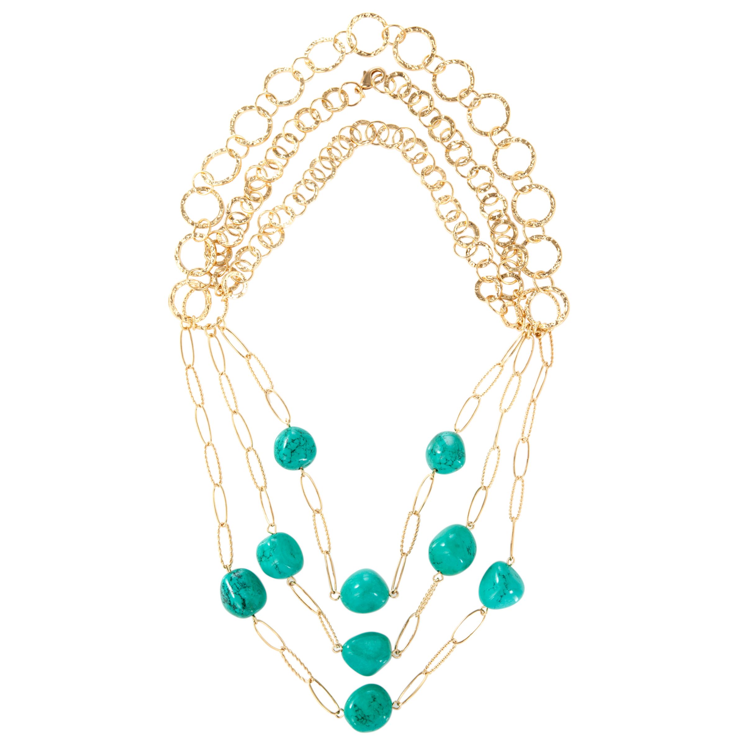 COLLECTION, John Lewis Women 3 Strand Turquoise Bead Necklace