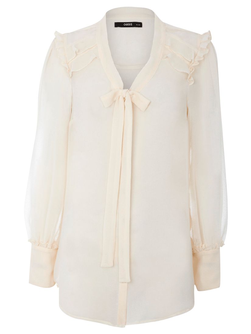 Oversized Pleat Neck Blouse, Cream