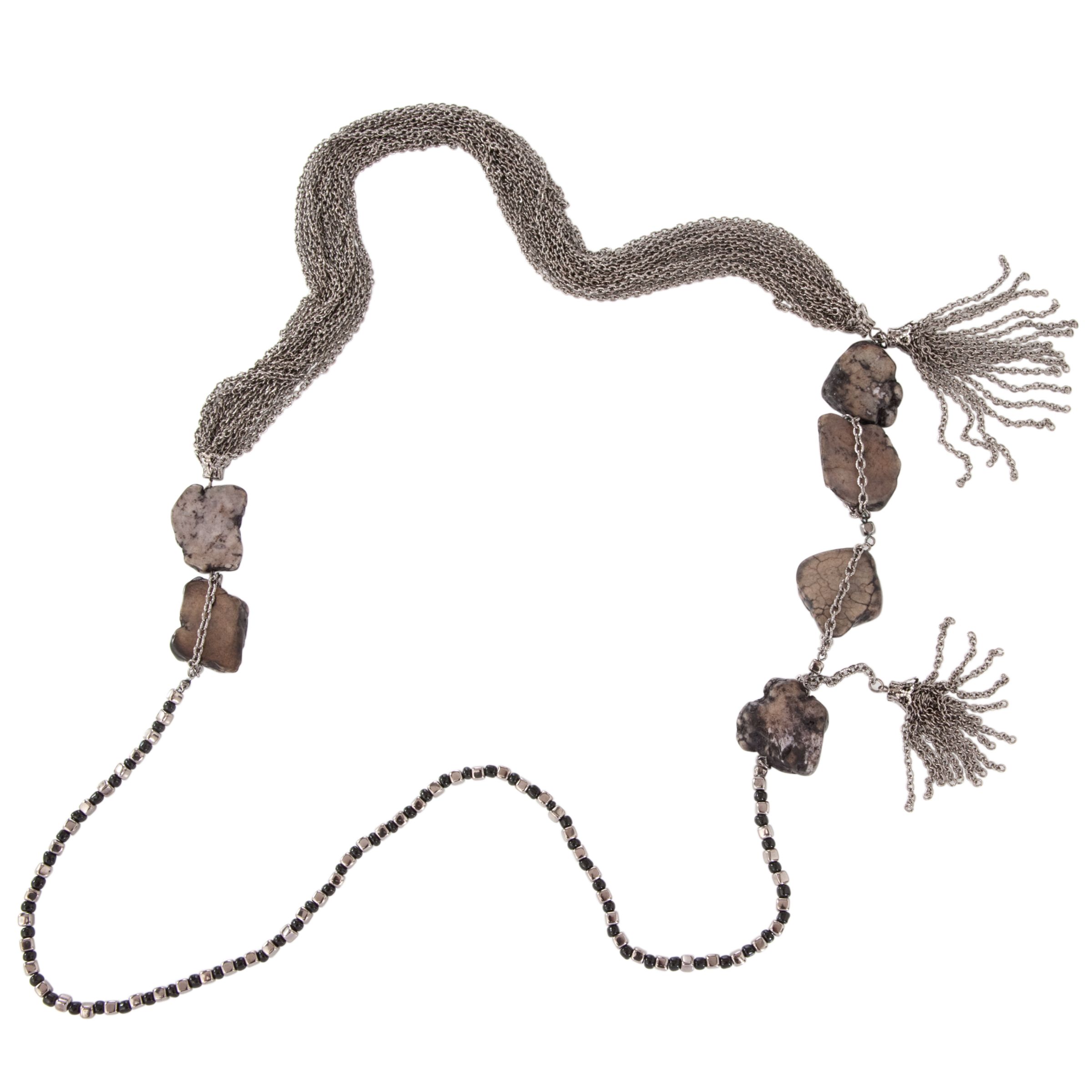 COLLECTION, John Lewis Women Grey Stone Gunmetal Necklace