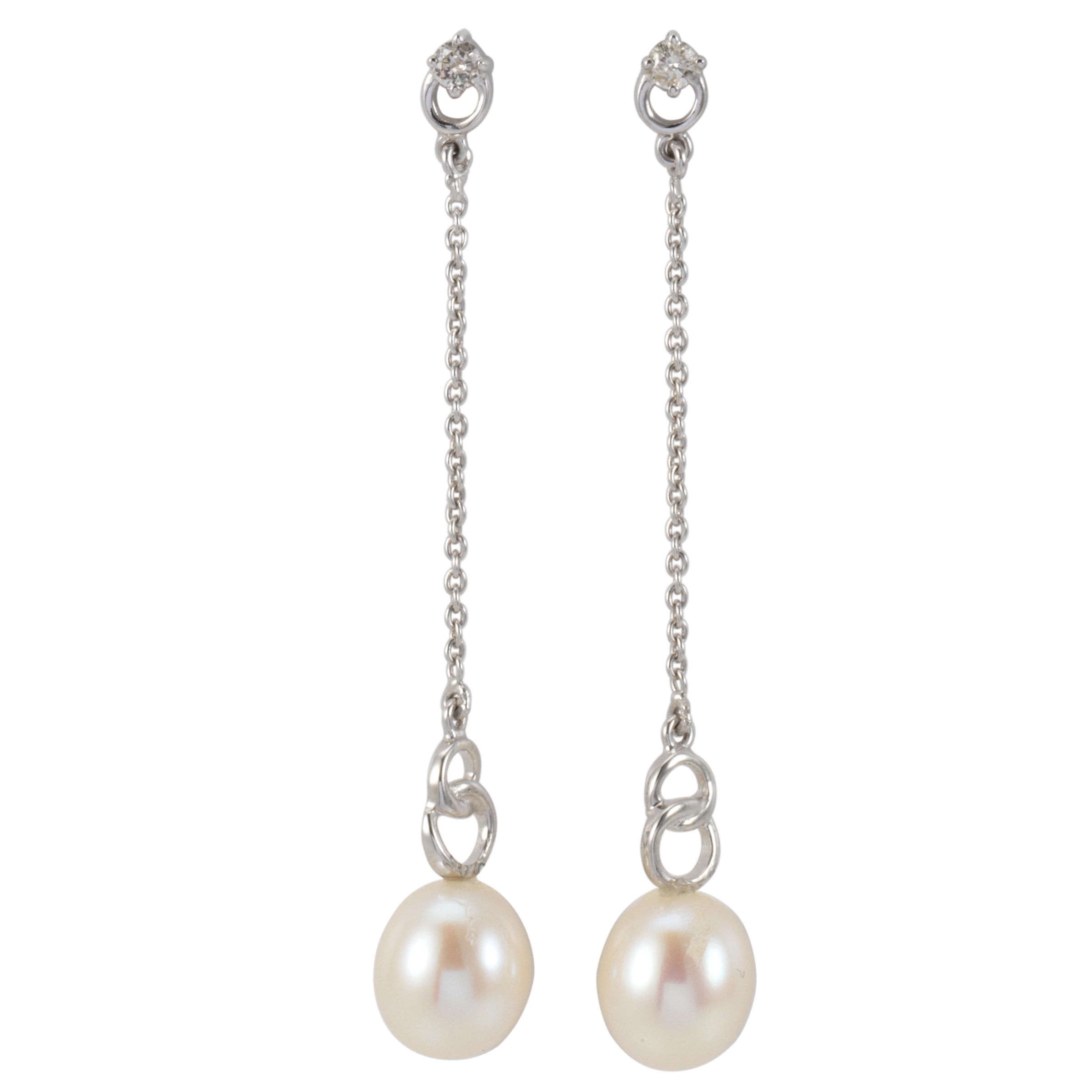 John Lewis 9ct White Gold Figure 8 Fresh Water Pearl Drop