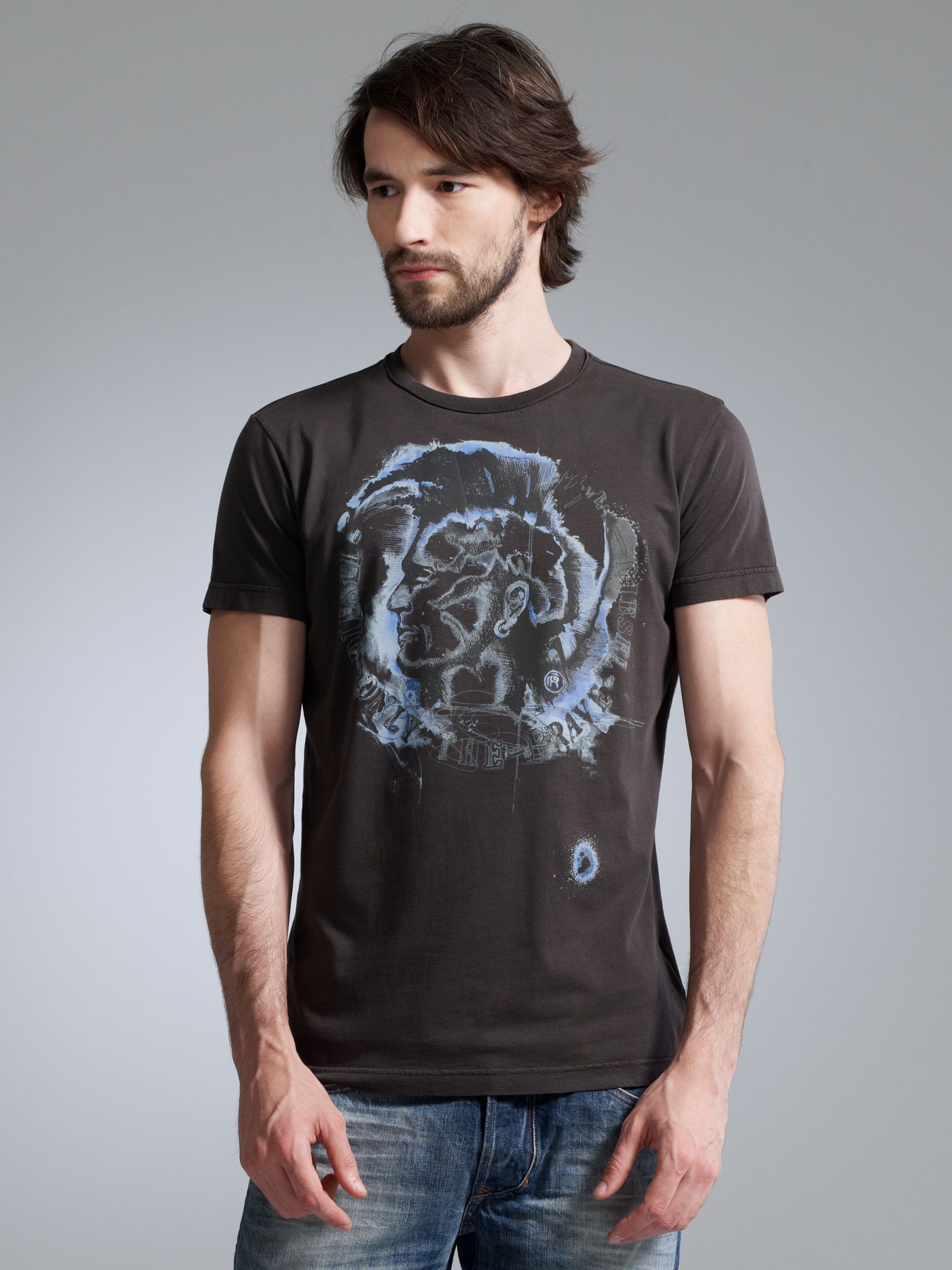 Diesel T Maps Head T-Shirt, Dark Grey