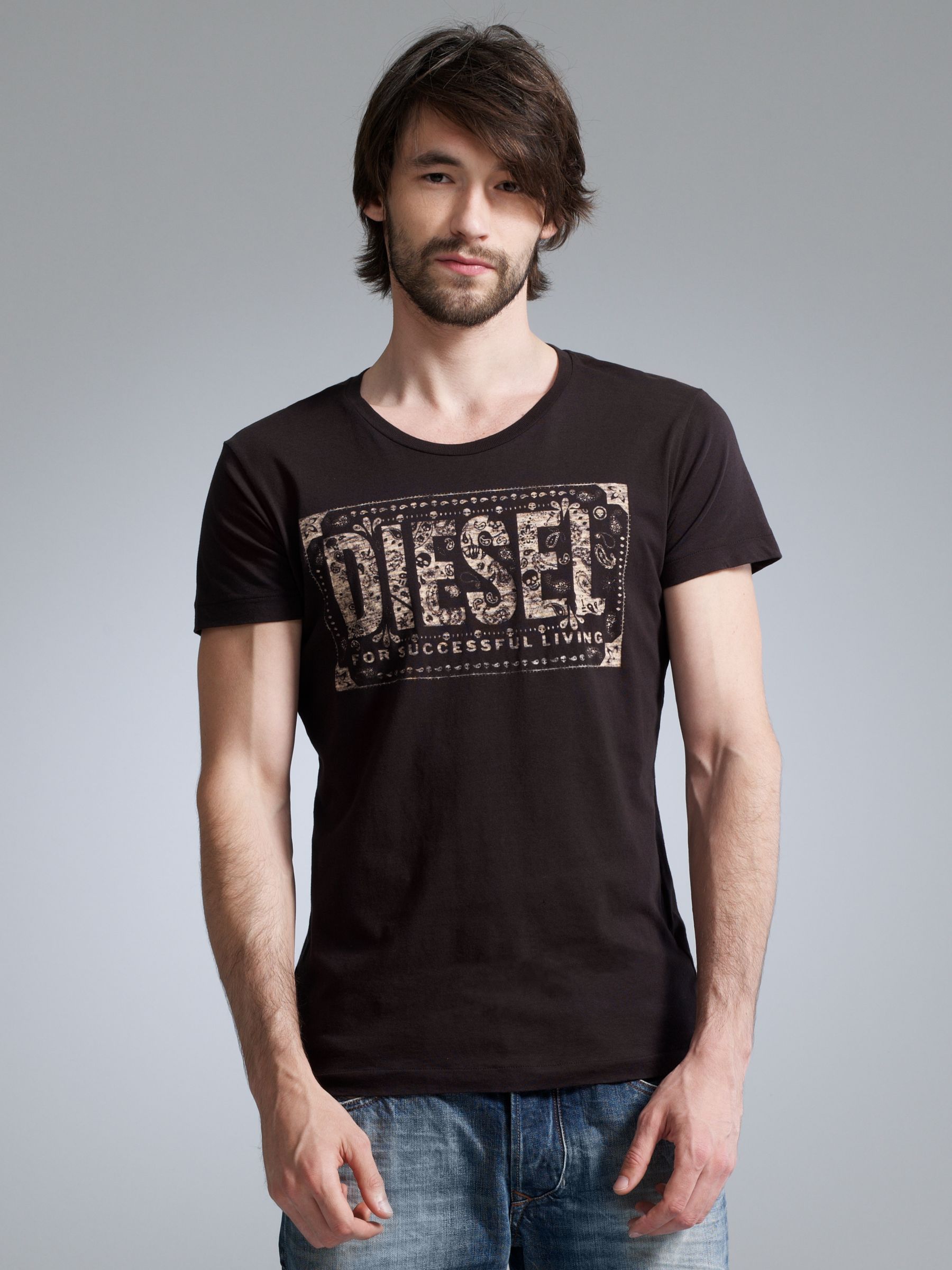 Diesel Nuent Paisley T-Shirt, Black