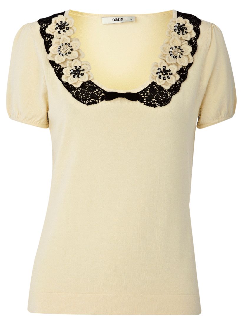 Appliqué Flower T-Shirt, Pale yellow