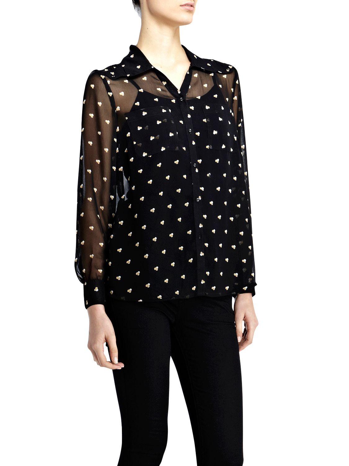 Oasis Safari Spot Sheer Blouse, Multi