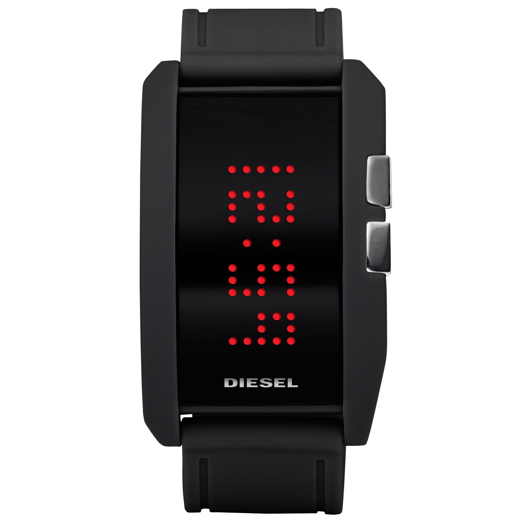 Diesel DZ7164 Unisex Digital Rectangular Black Dial Black Silicone Strap Watch